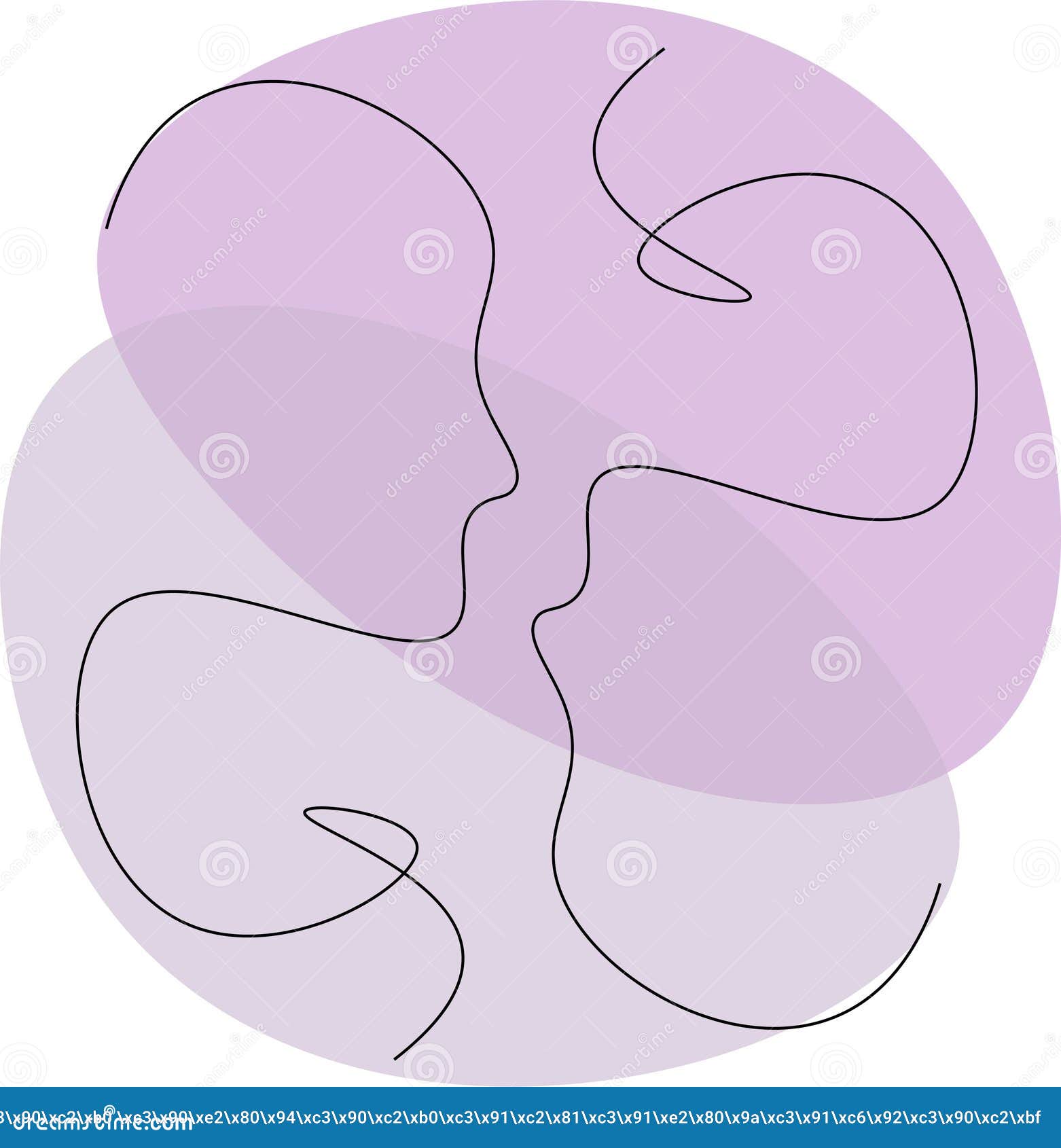 He And She, Linart, Man And Woman, Face Outlines, On Pink, Blue, Purple
