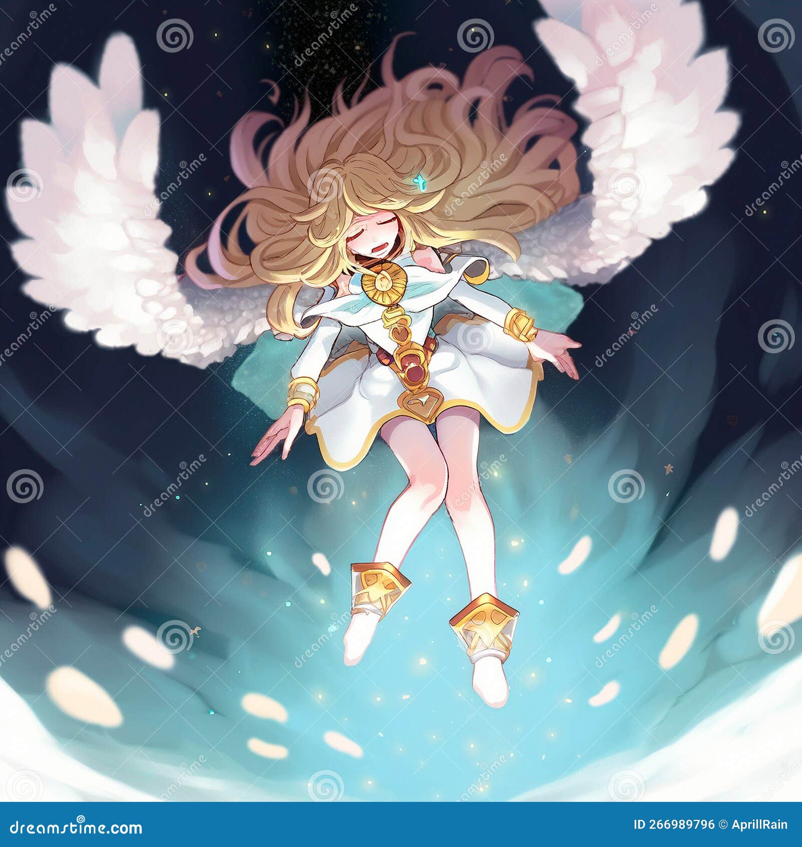 Linda anjo no estilo anime ilustração stock. Ilustração de estilo -  266989796