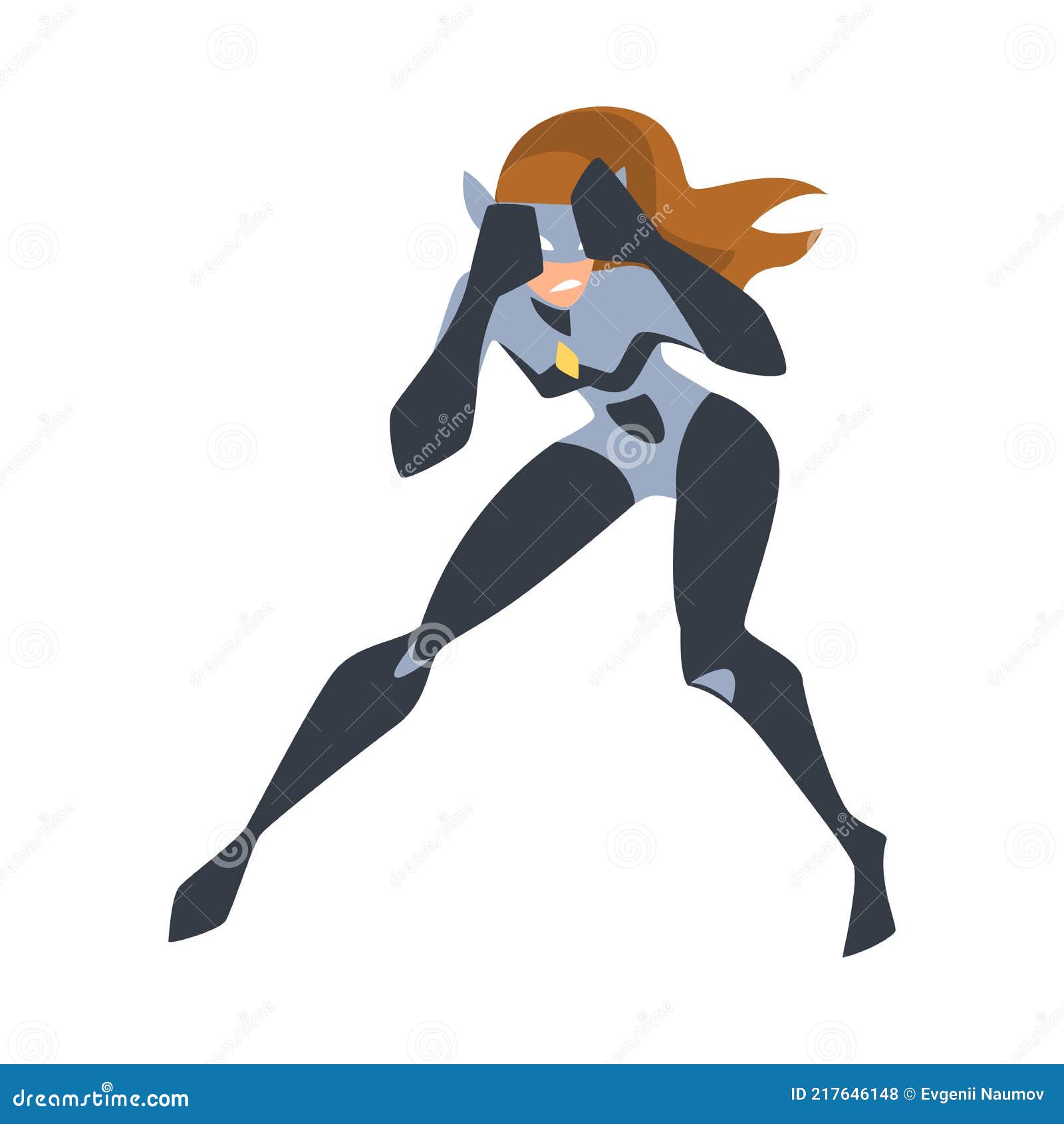 Linda Super-heroína Em Ação, Personagem Super Mulher Vestida Fantasia Negra  E Desenho De Vetor De Desenho De Máscara Ilustração do Vetor - Ilustração  de menina, jogo: 217830546