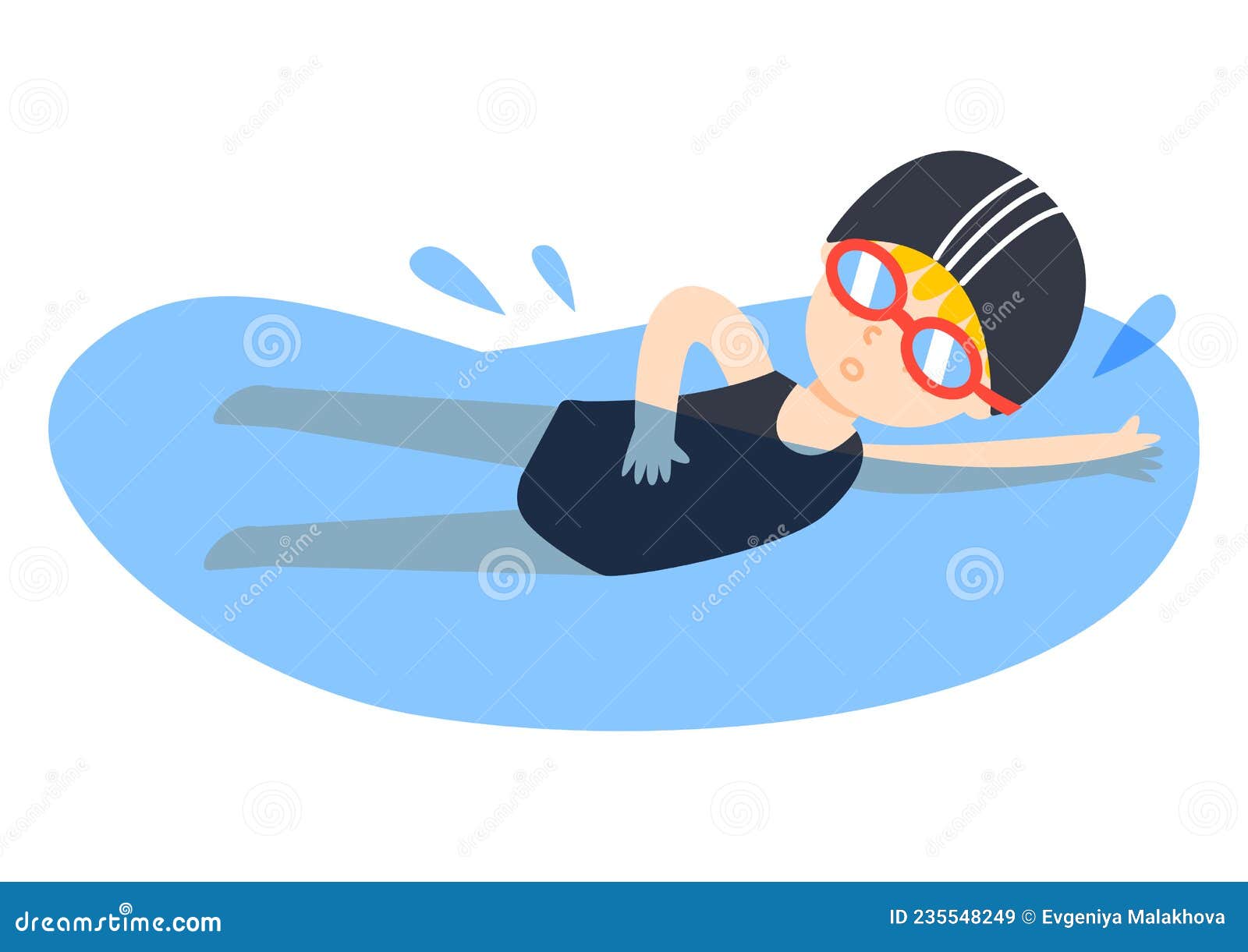 Linda Niña De Natación De Dibujos Animados Ilustración del Vector -  Ilustración de piscina, feliz: 235548249