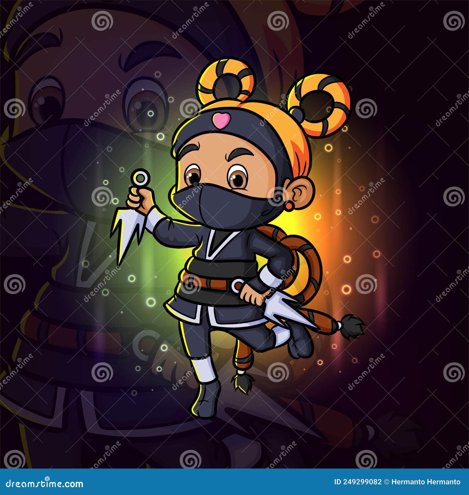 Vetor de mascote ninja de corpo inteiro para projetos online