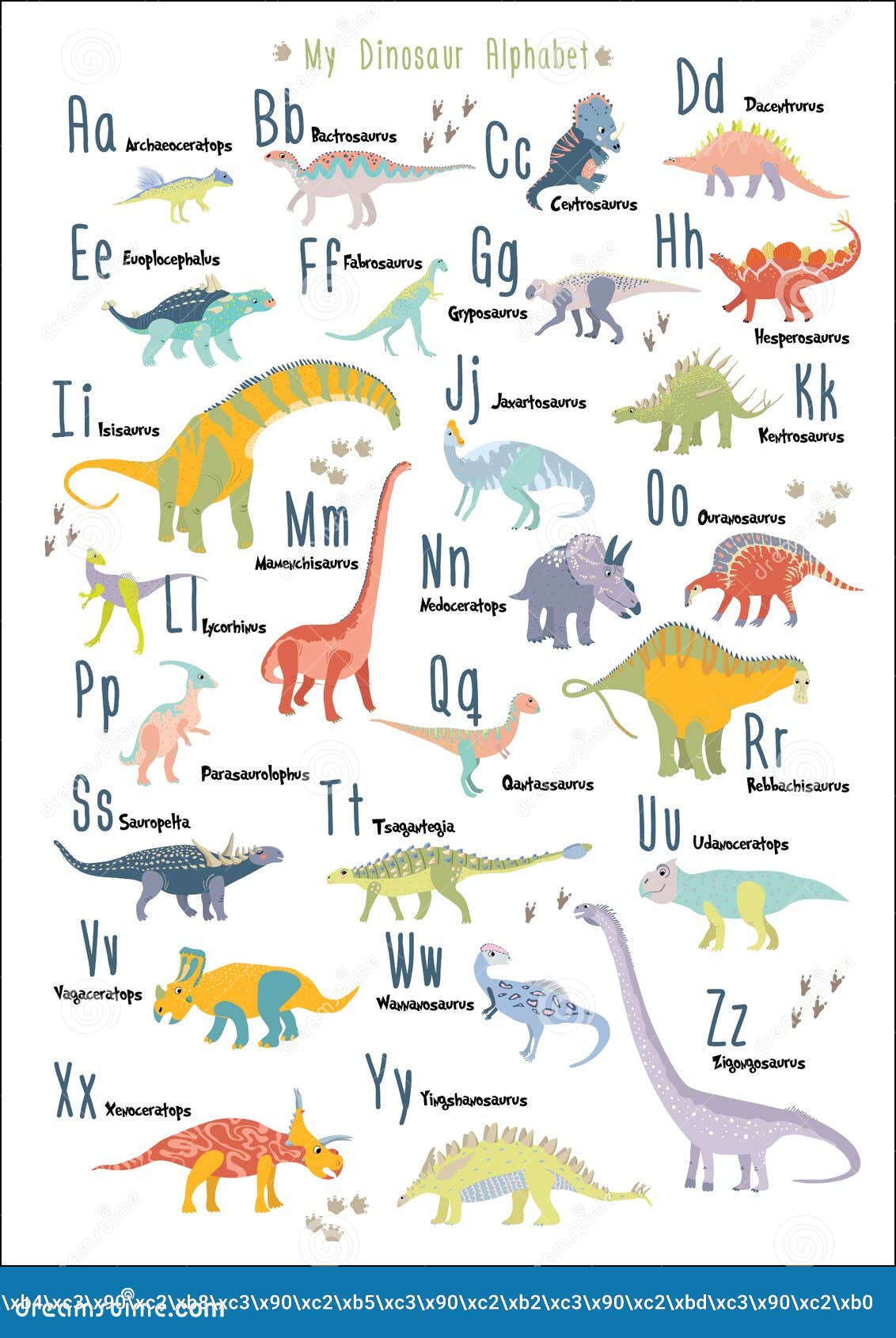 Lindo Alfabeto De Dinosaurio. Cada Dinosaurio Es Para Cada Letra Para El  Alfabeto Inglés Abc. Los Dinosaurios Son Herbívoros. Tama Ilustración del  Vector - Ilustración de vegano, dinosaurio: 219026122