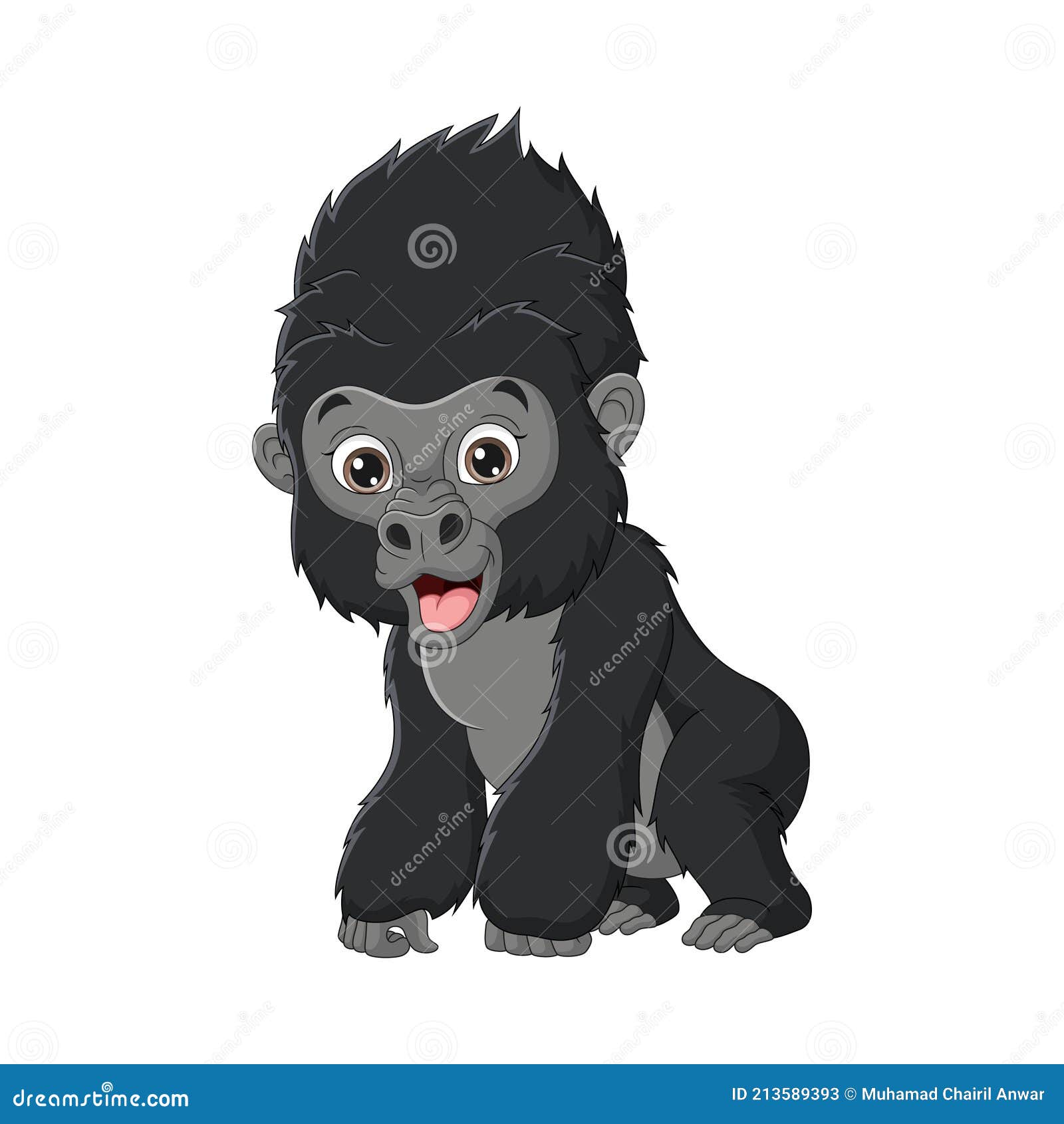Lindo Bebé Gorila Dibujos Animados Aislado Sobre Fondo Blanco Ilustración  del Vector - Ilustración de gorila, africano: 213589393