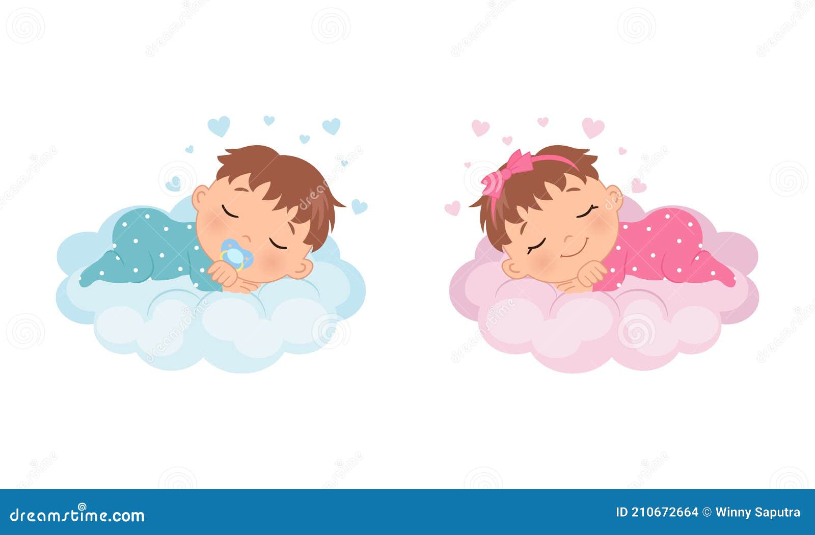 Lindo Bebé Niña Y Niño Durmiendo En Una Nube. Ilustración Para Baby Shower  Género Revelan Fiesta De Cumpleaños. Ilustración del Vector - Ilustración  de cabrito, llevado: 210672664