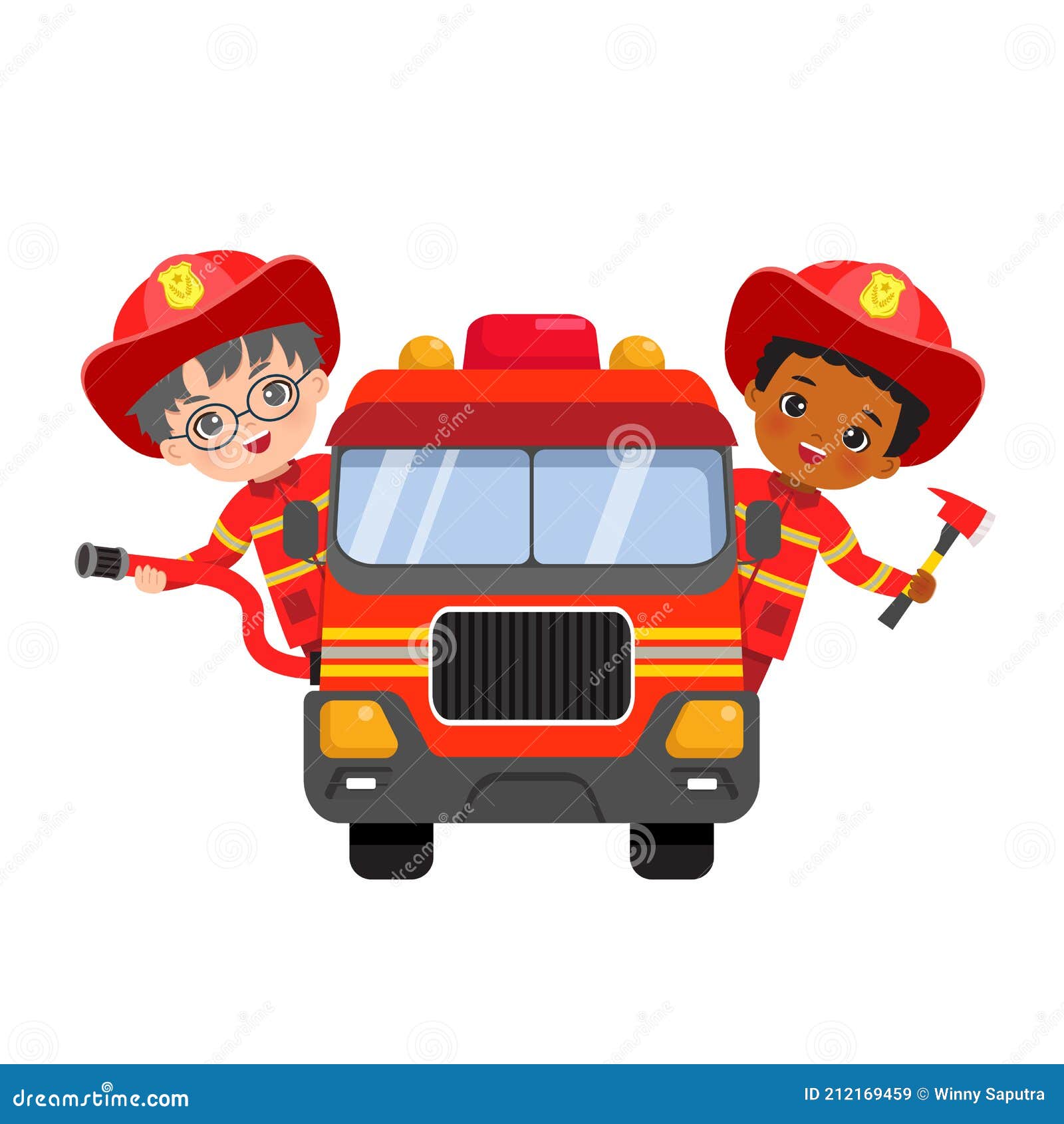 Lindo Bombero Chicos Montando Camión De Bomberos Con Manguera Y Hacha. Ilustración del Vector - Ilustración de cabrito, carrera: 212169459 Lindo Bombero Chicos Montando Camión De Bomberos Con Manguera Y Hacha. Ilustración del Vector - Ilustración de cabrito, carrera: 212169459