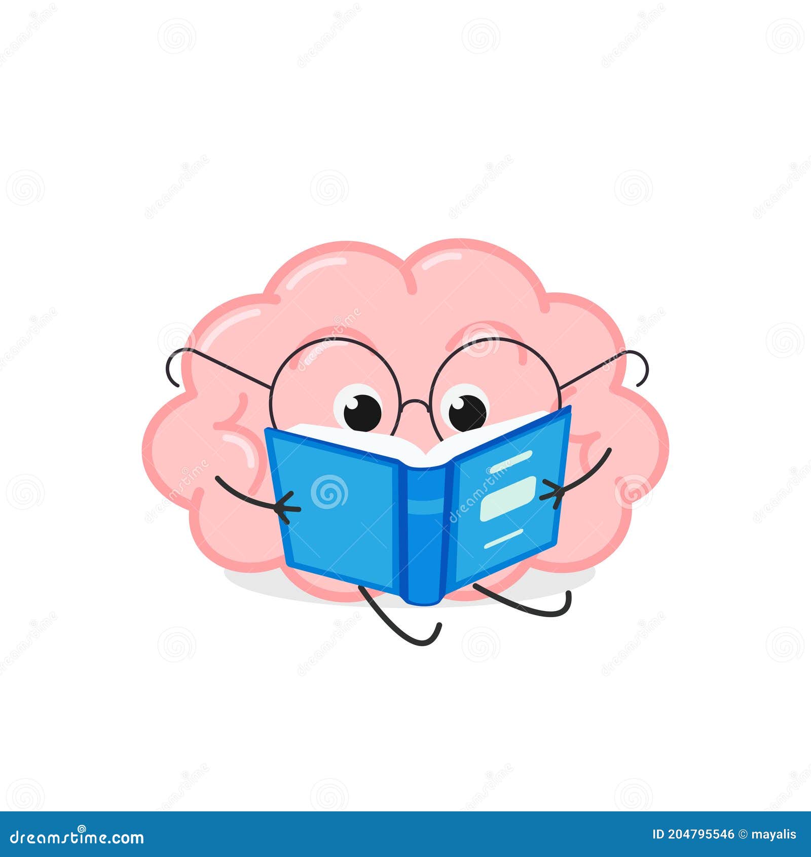 Lindo Cerebro De Dibujos Animados En Lentes Libro De Lectura Stock de  ilustración - Ilustración de intelecto, cristales: 204795546