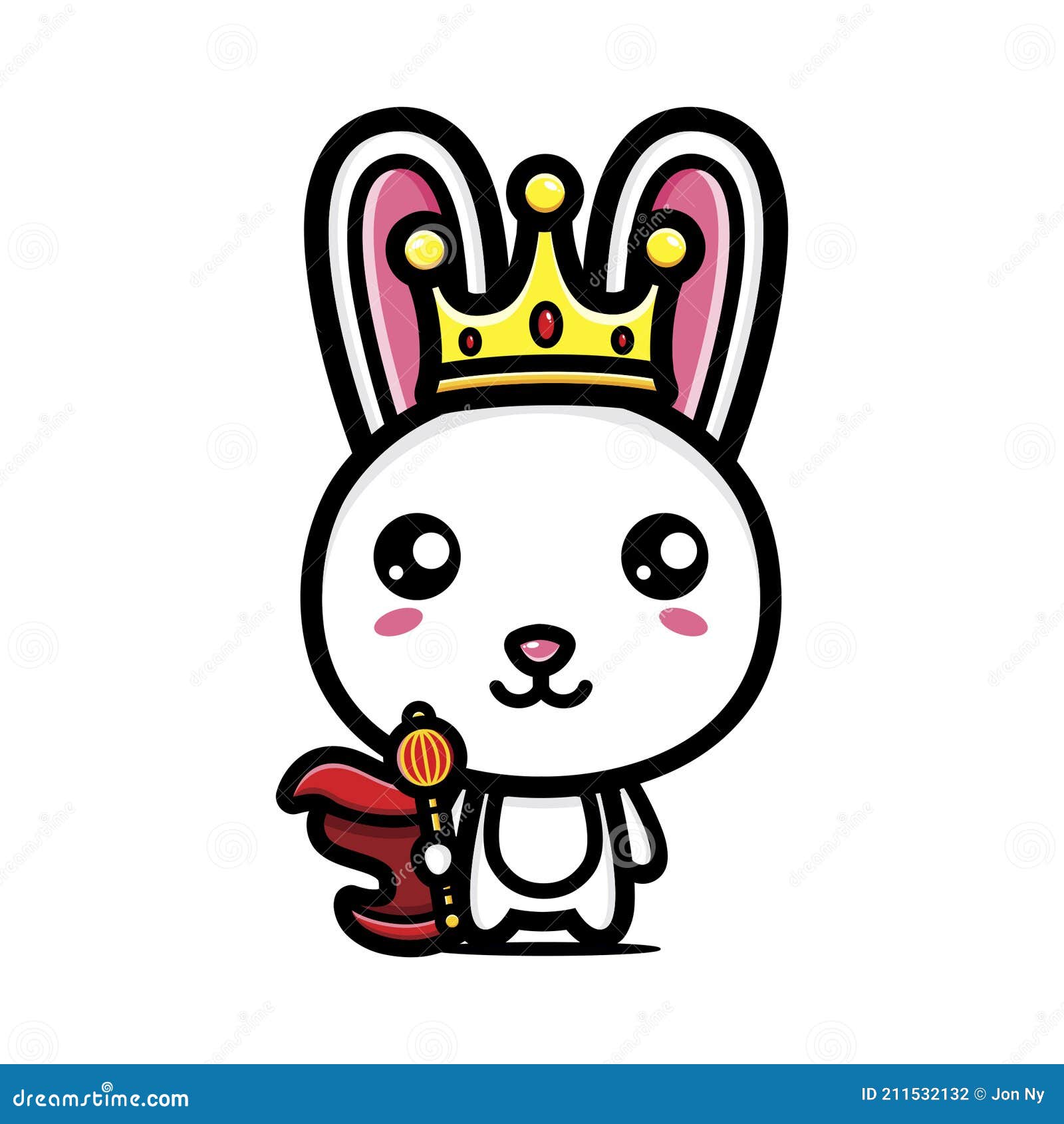 Lindo Conejo Animal Rey Personaje De Dibujos Animados Con Corona Y Cetro Rey  Ilustración del Vector - Ilustración de tenencia, lucha: 211532132