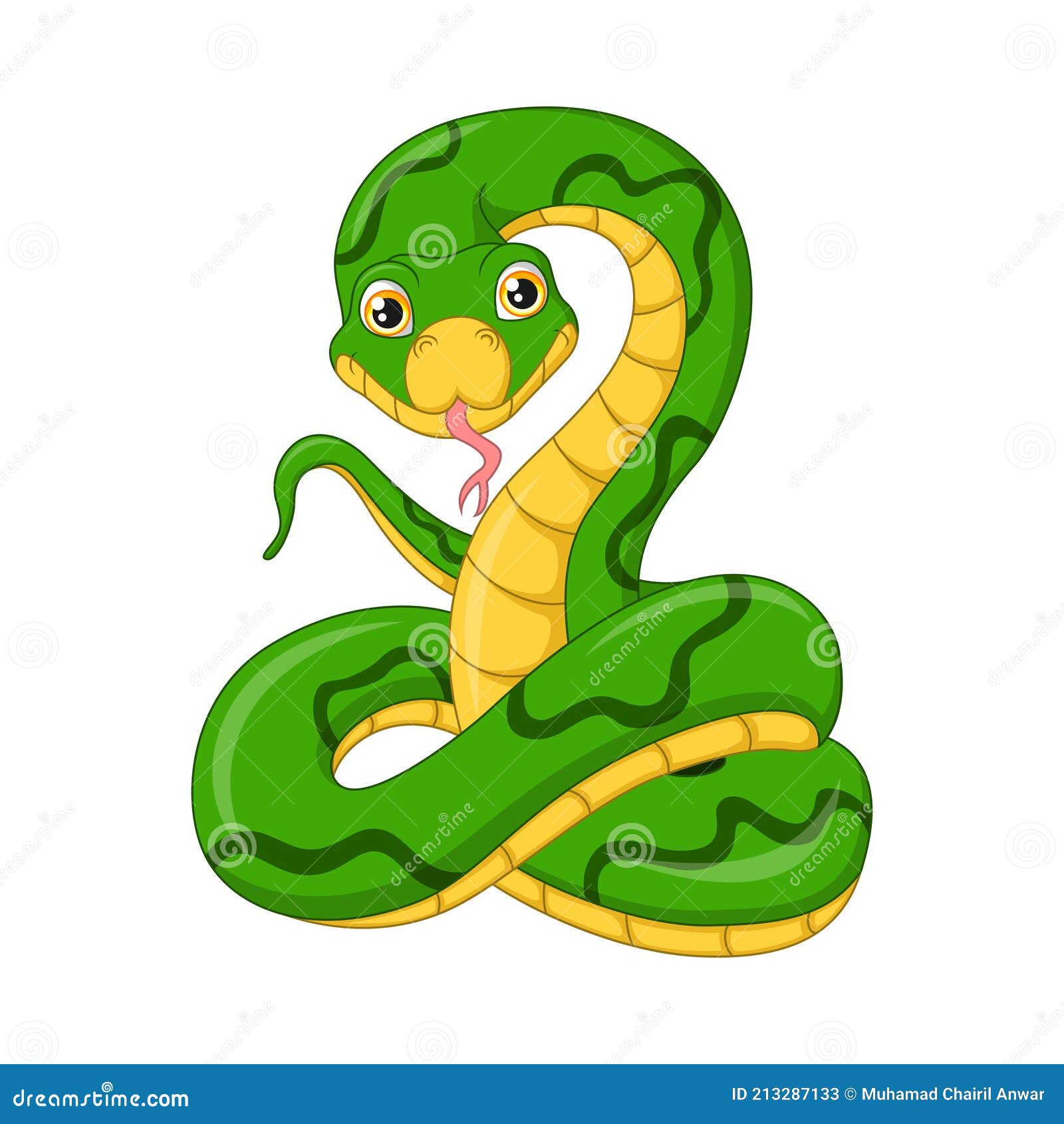 Lindo Dibujo Animado Serpiente Verde Sobre Fondo Blanco Ilustración del  Vector - Ilustración de bosque, veneno: 213287133