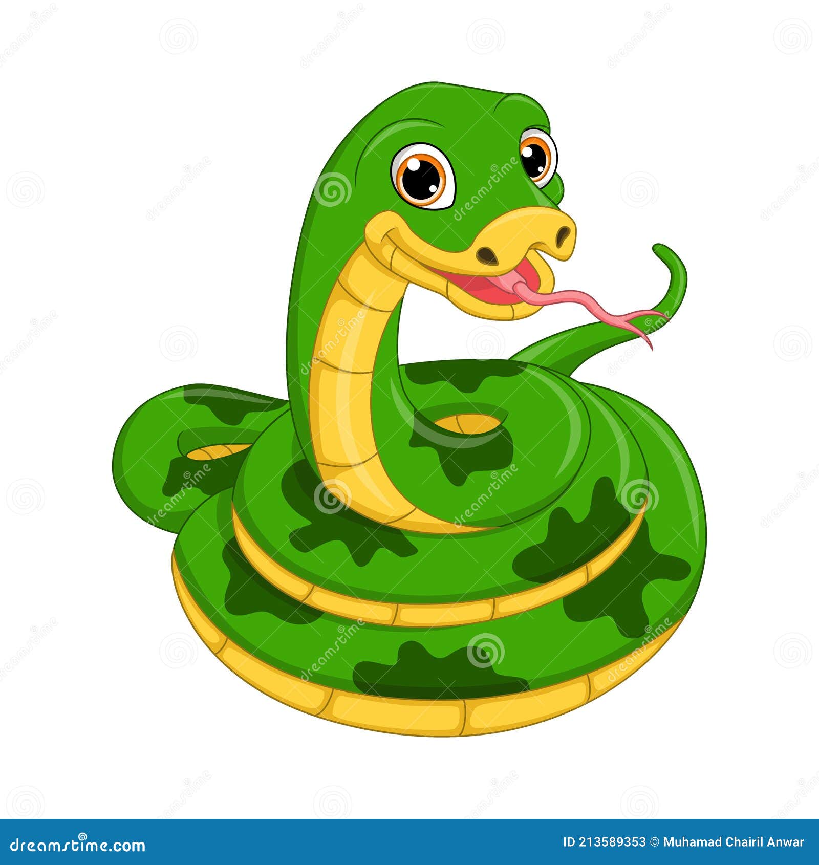 Lindo Dibujo Animado Serpiente Verde Sobre Fondo Blanco Ilustración del  Vector - Ilustración de sonrisa, despredador: 213589353