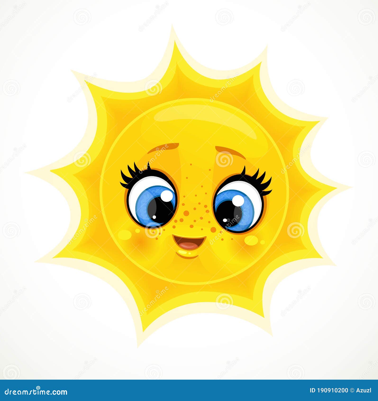 Lindo Dibujo Animado Sol Sonriente Aislado En Un Blanco Stock De