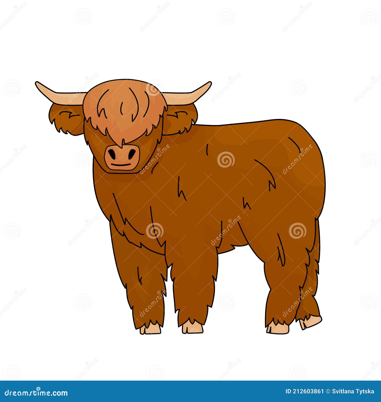 Lindo Dibujo Vectorial De Dibujos Animados Ilustración De Doodle De Pequeño  Toro Escocés Chico De Vaca De Tierras Altas. Animal Ai Ilustración del  Vector - Ilustración de granja, horned: 212603861