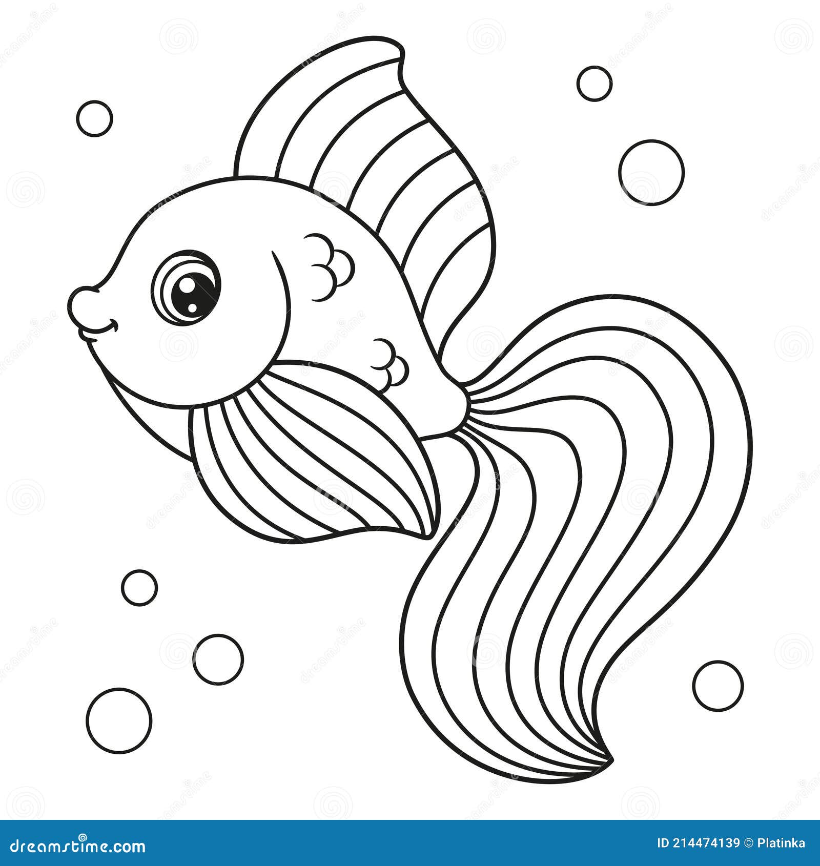 Lindo Dibujos Animados Peces Página Para Colorear Ilustración del Vector -  Ilustración de negro, pescados: 214474139