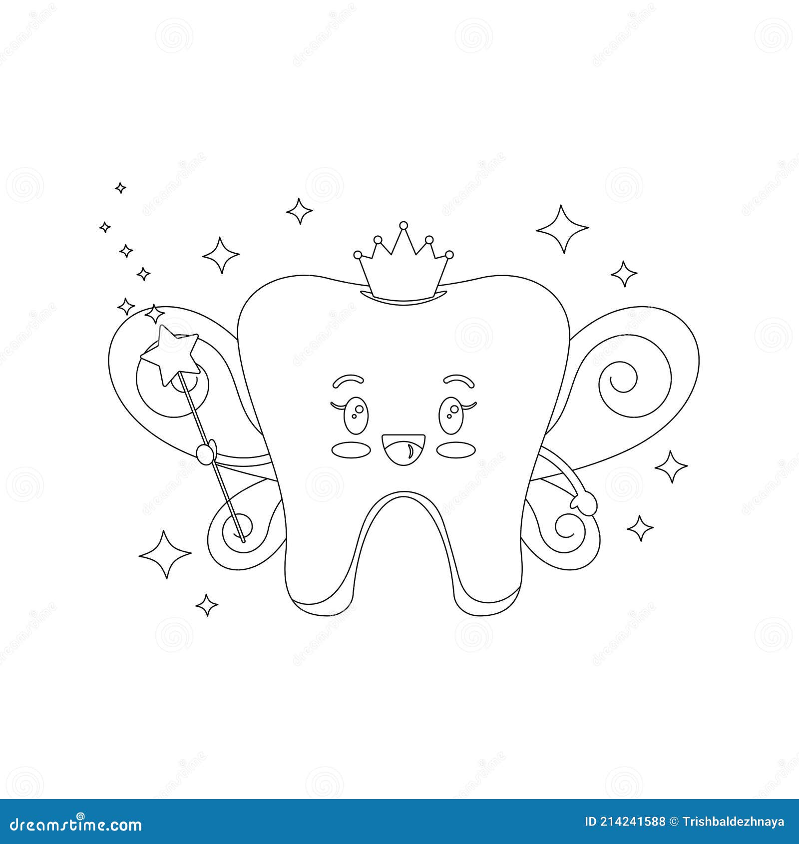 Lindo Diente Hada Dentista Para Colorear Página Vector Ilustración  Ilustración del Vector - Ilustración de editable, hada: 214241588