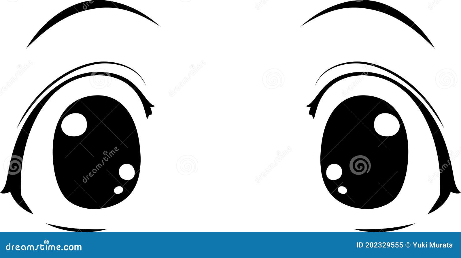 Lindo Estilo De Animado Grandes Ojos Negros Con Expresiones Faciales  Normales Ilustración del Vector - Ilustración de ordinario, normal:  202329555