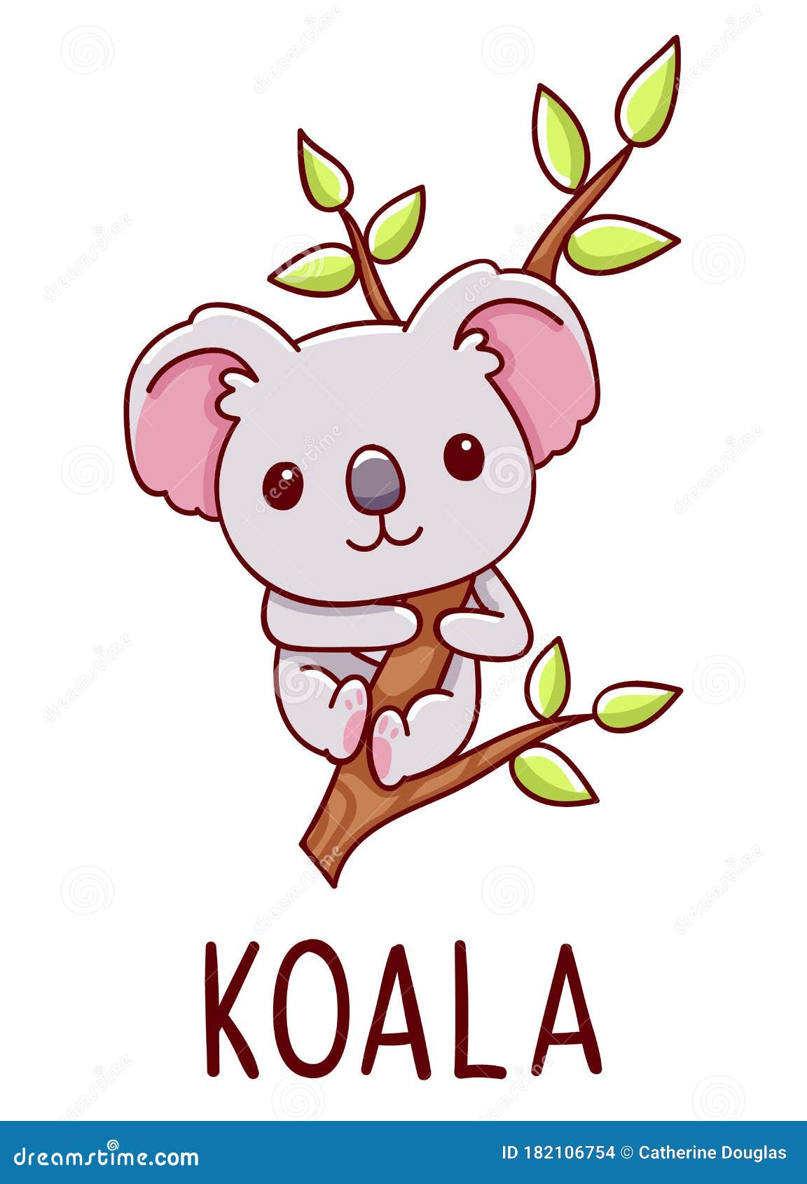 Lindo Kawaii Dibujado a Mano Koala Doodles Con Letras Koala Aislados En  Fondo Blanco Ilustración del Vector - Ilustración de historieta, trazado:  182106754