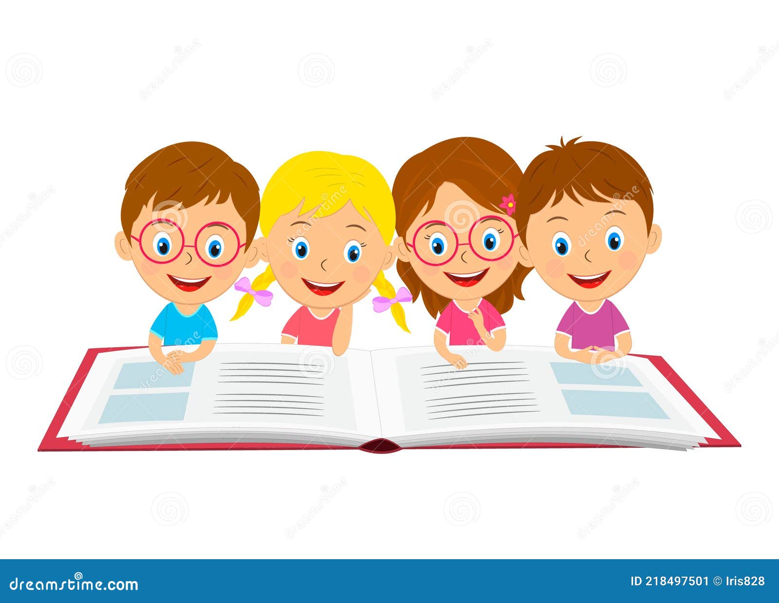 Lindo Libro De Lectura De Dibujos Animados Niños Ilustración del Vector -  Ilustración de alumnos, amigos: 218497501