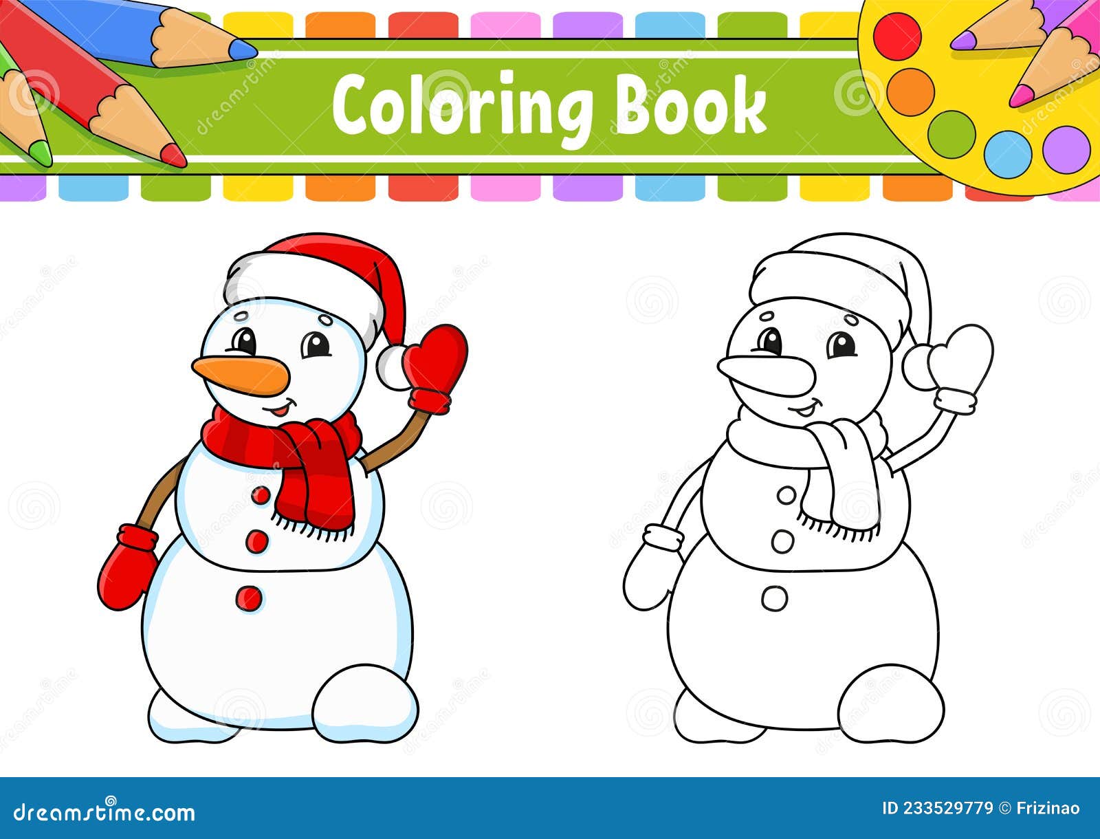 Libro para colorear para niños personaje de dibujos animados silueta de  contorno negro