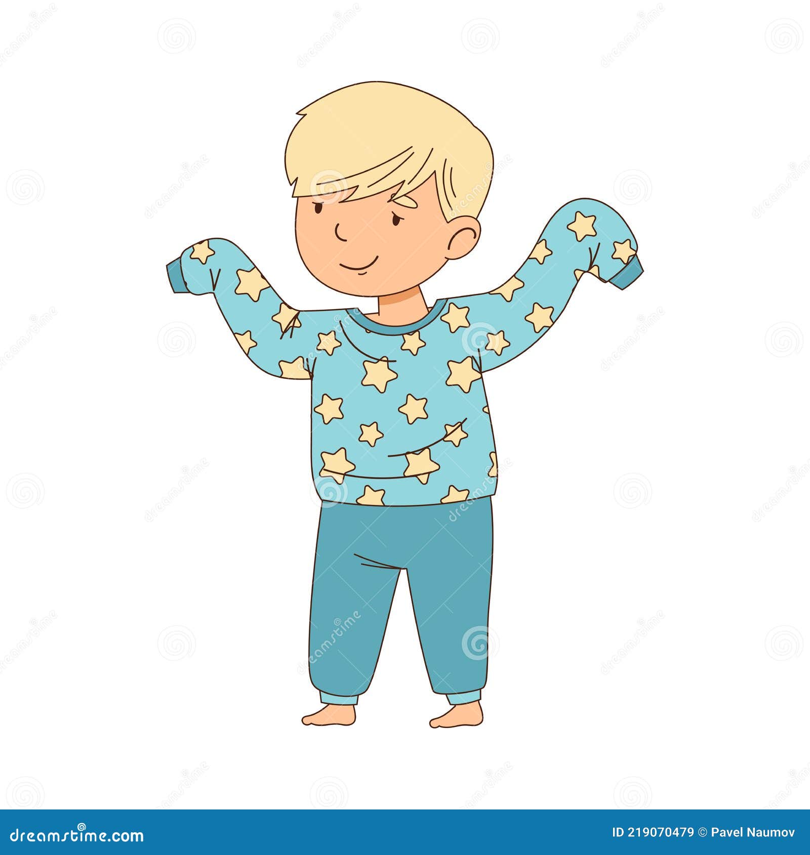 Lindo Niño Que Pone En Pijama Que Se Prepara Dormir Ilustración Vectorial Ilustración del Vector - Ilustración de temprano, feliz: 219070479