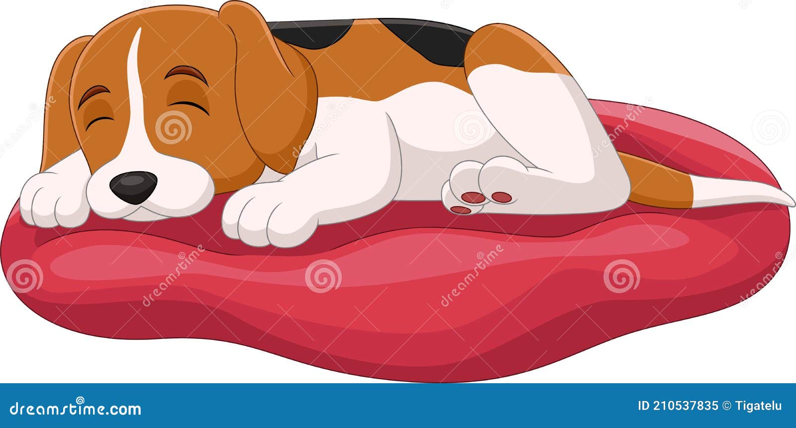 Lindo Perro Dibujos Animados Dormir En La Almohada Ilustración del Vector -  Ilustración de peludo, poco: 210537835