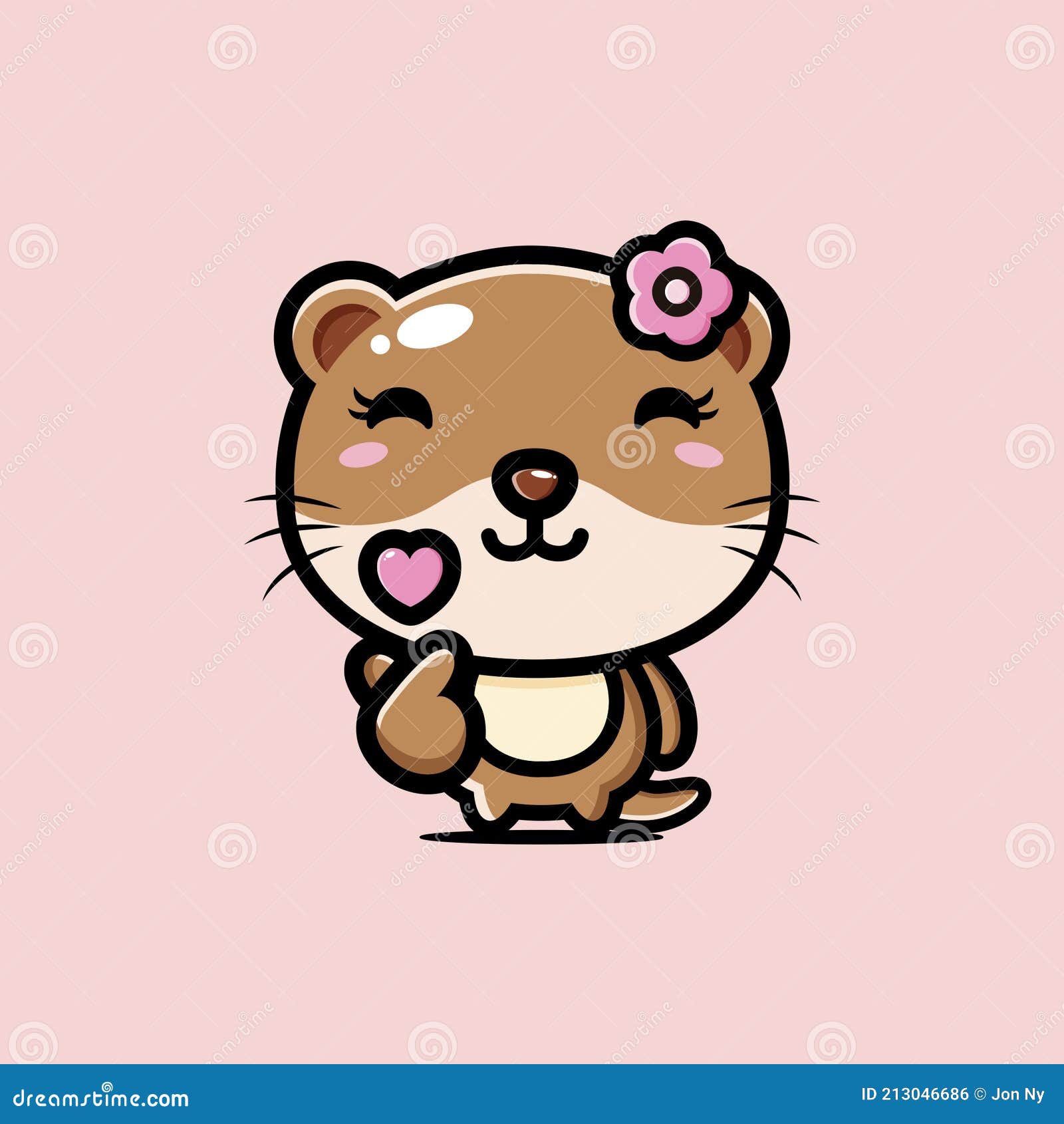 Lindo Personaje Animal De Dibujos Animados Nutria Femenina Con Dedo De Amor  Coreano Ilustración del Vector - Ilustración de mascota, pescados: 213046686