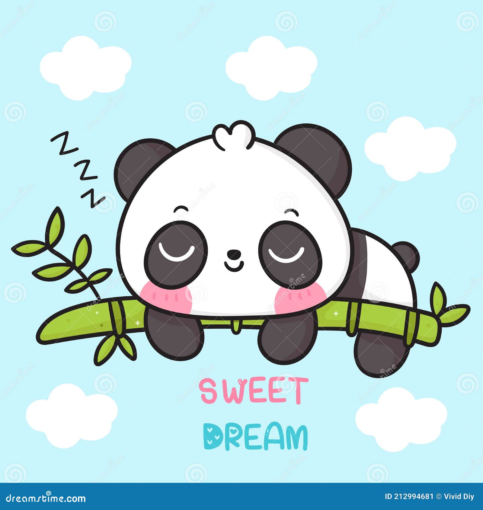 Lindo Sueño Del Vector Del Oso Panda En Sueño Dulce De La Caricatura De  Bambú De Buenas Noches. Ilustración del Vector - Ilustración de saludo,  cabrito: 212994681