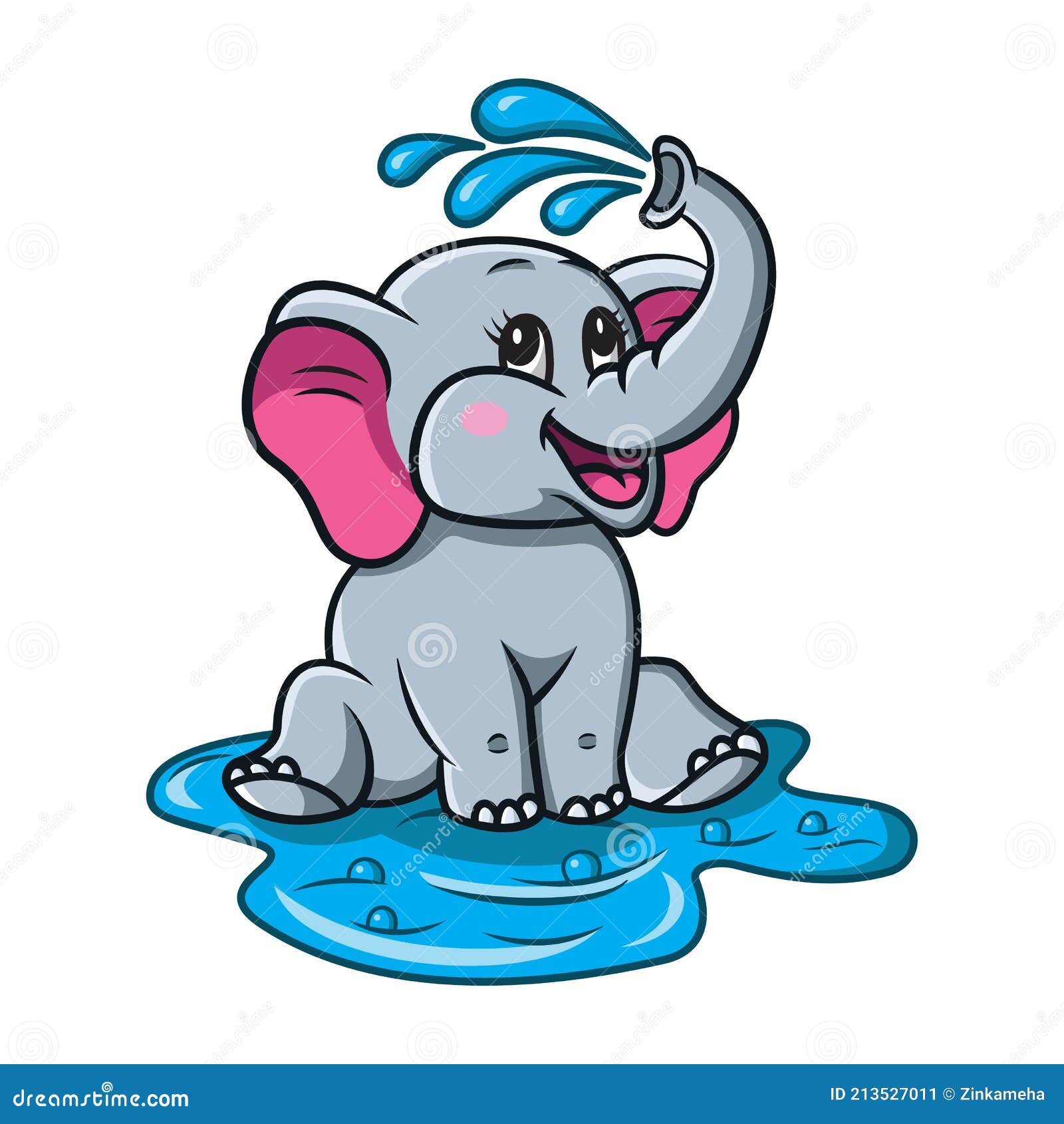 Lindo Y Divertido Bebé Elefante De Dibujos Animados Tomar Ducha Que Se  Vierte Con Agua Ilustración del Vector - Ilustración de ducha, gota:  213527011