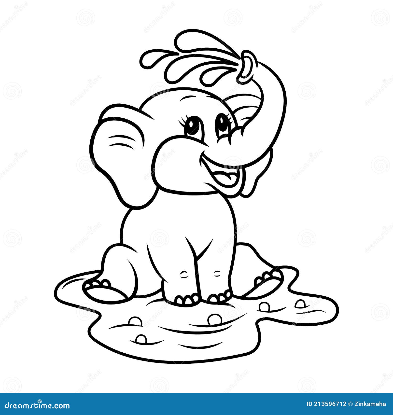 Lindo Y Divertido Dibujos Animados Bebé Elefante Tomar Ducha Ilustración  del Vector - Ilustración de vierte, elefante: 213596712