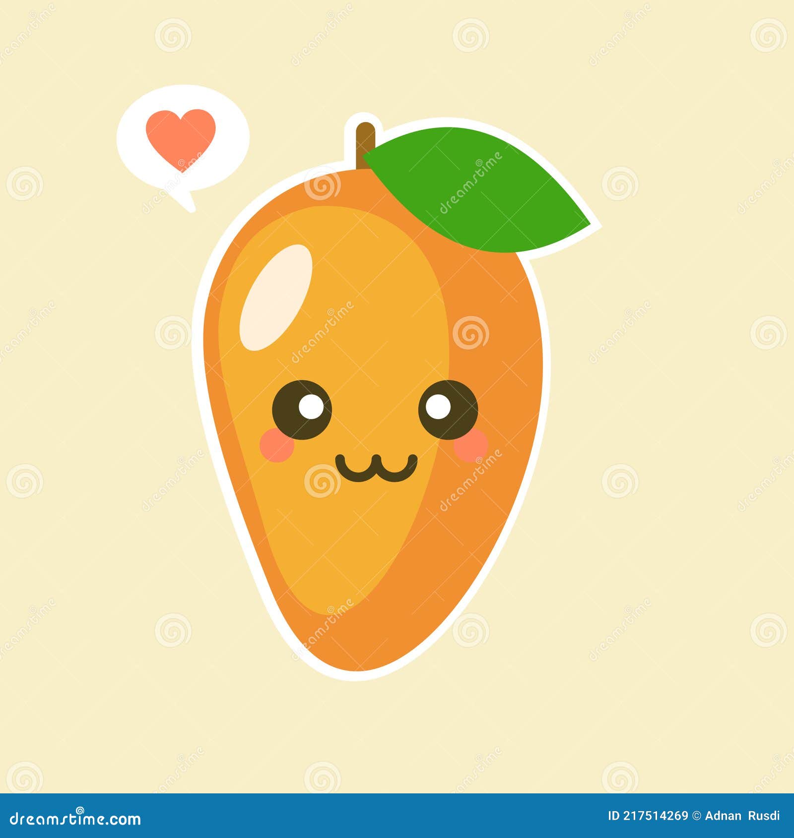 Lindo Y Kawaii Dibujo Animado Plano Ilustración De Mango. Vector  Ilustración De Mango Lindo Con Expresión Smilling. Linda Mascota  Ilustración del Vector - Ilustración de sano, frescura: 217514269