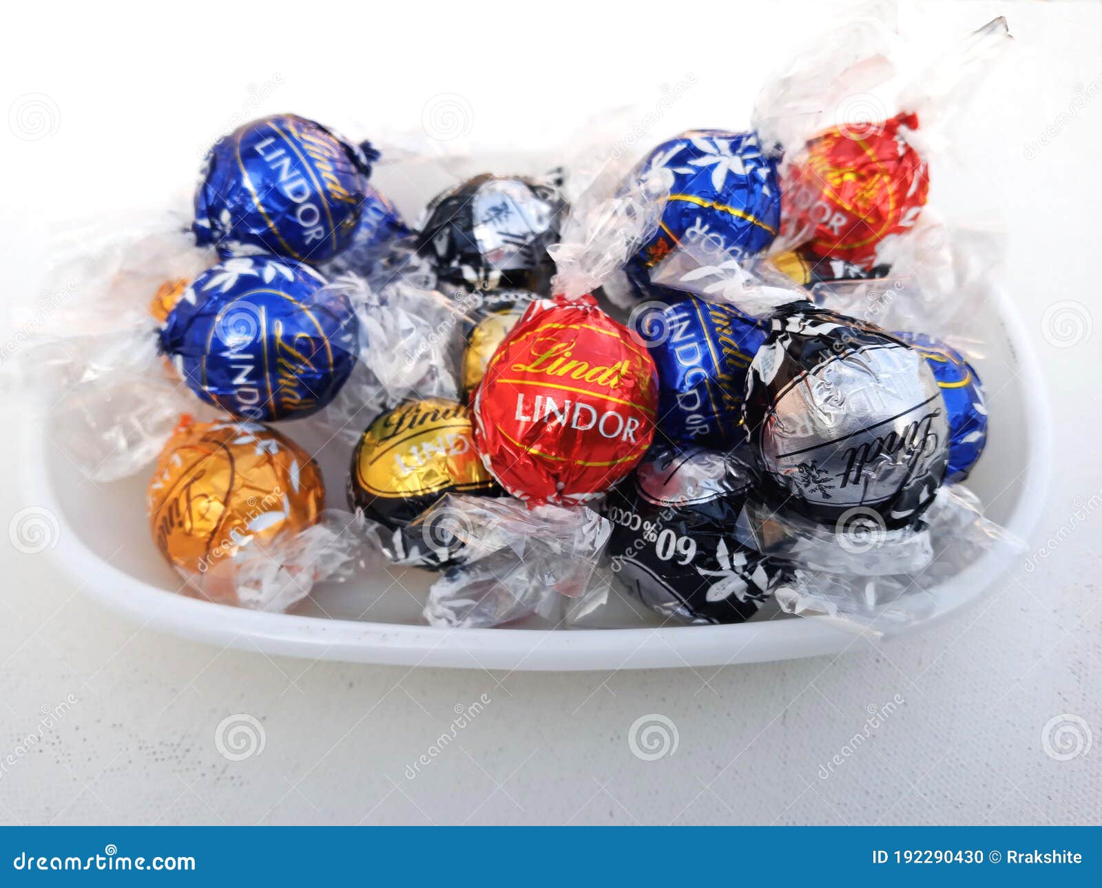 Lindor Swiss Chocolate Assorted Flavours Kept in a Bowl. Editorial