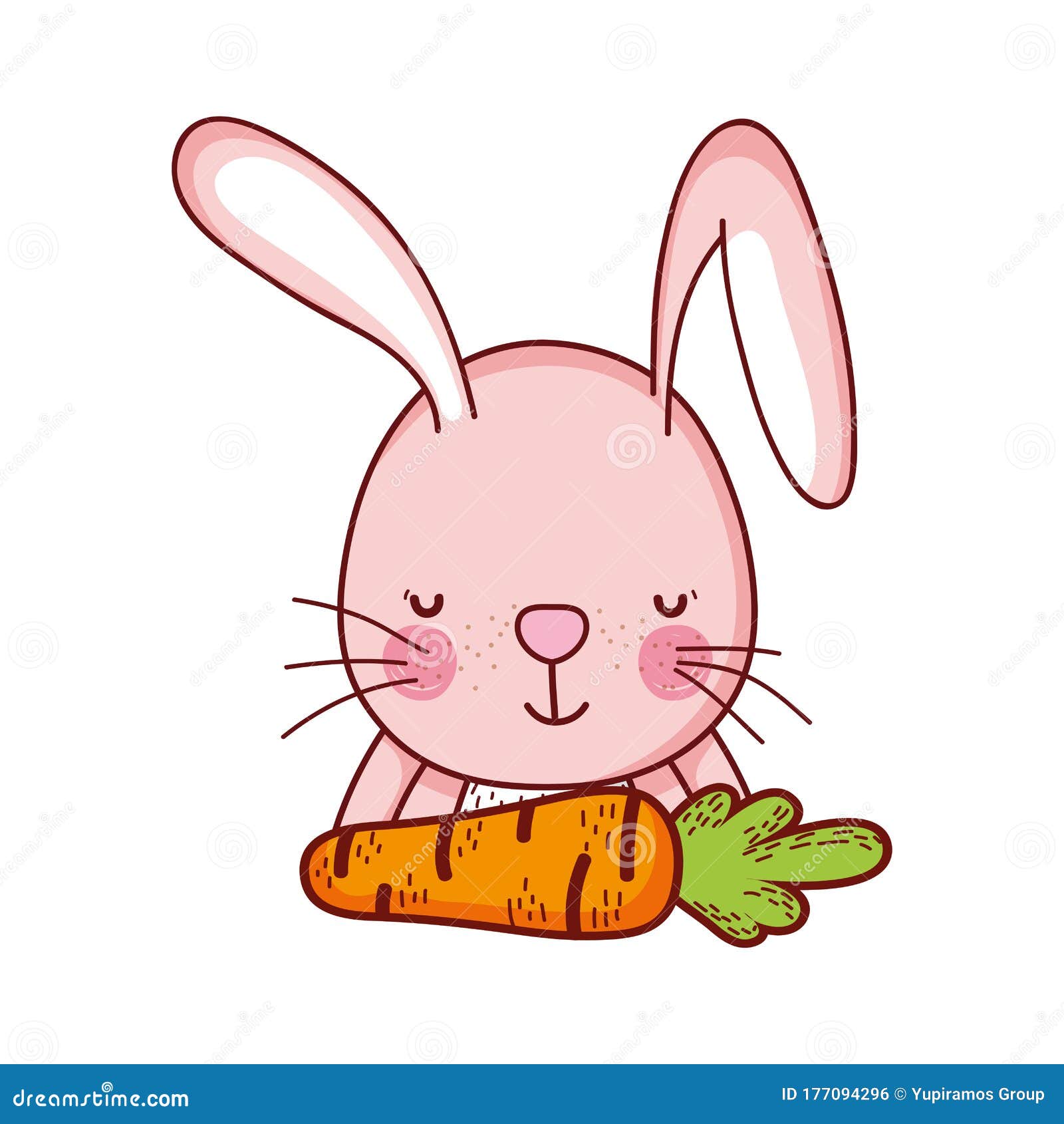 Lindos Animales Conejo Con Dibujos Animados De Comida De Zanahoria Diseño  Aislado Icono Ilustración del Vector - Ilustración de conejito, felicidad:  177094296