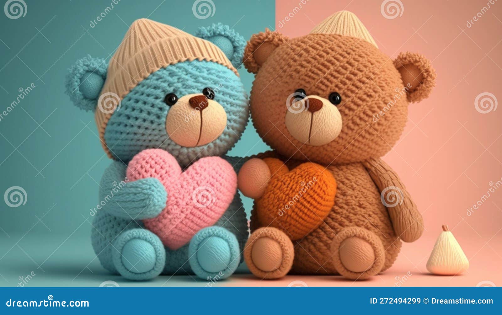 Lindos Dos Osos De Peluche Sosteniendo Un Corazon Sobre Fondo Colorido Ai Generative Stock de ilustracion Ilustracion de teddy vacaciones 272494299