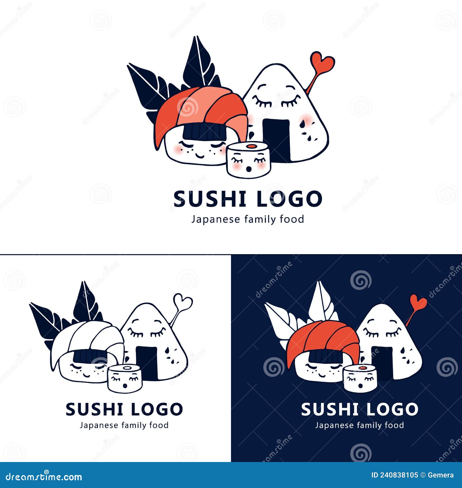 desenhar engraçado kawaii nigiri sushi roll ilustração vetorial