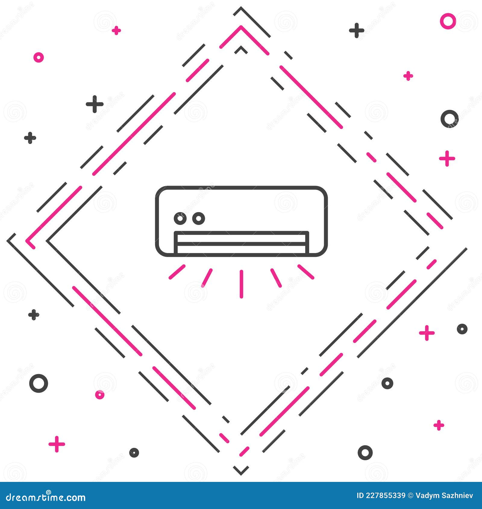 Line Air Conditioner Icon Isolated on White Background. Split System Air Conditioning Stock