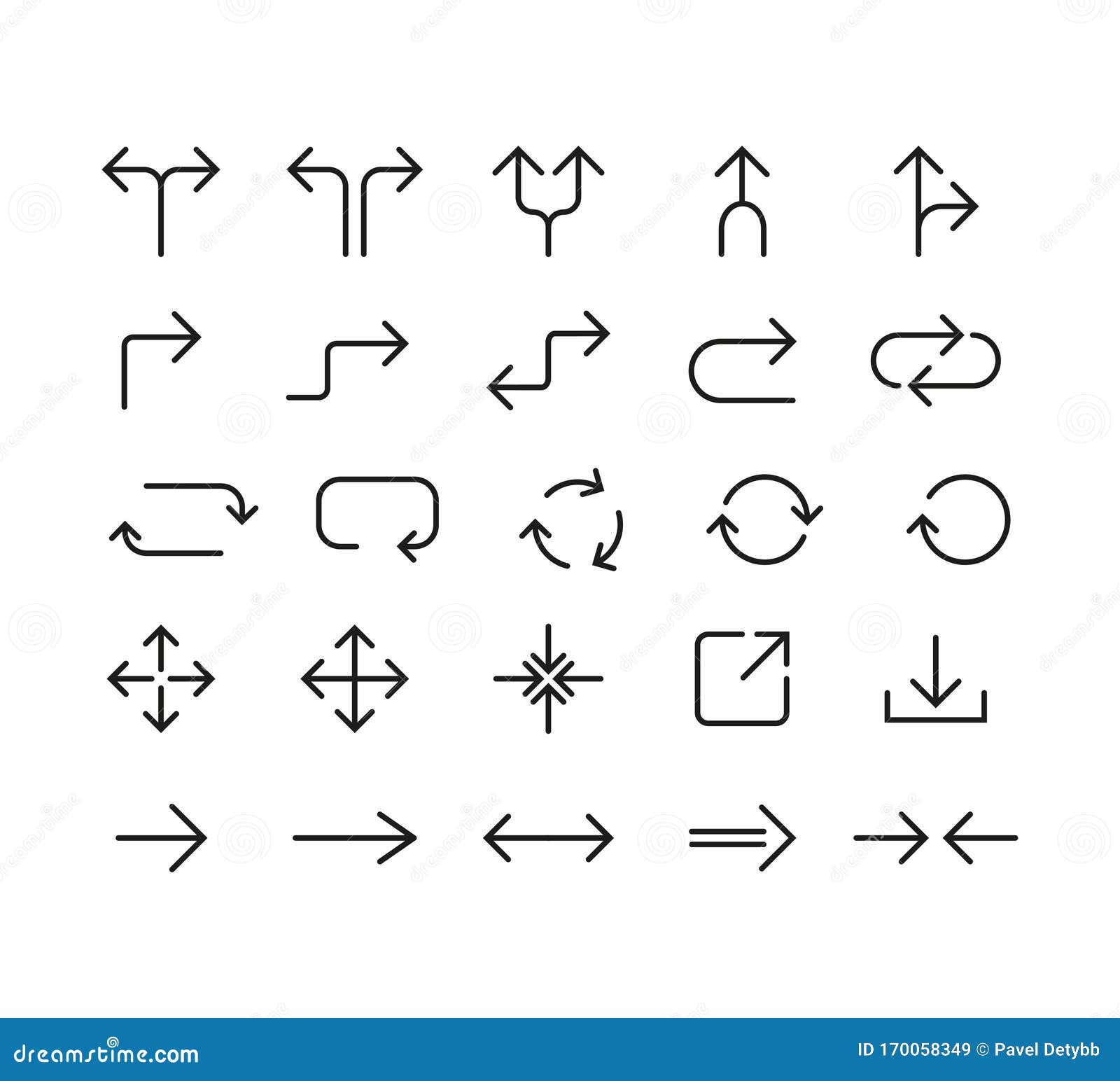 Line Arrow Icon Set. Vector Illustration, Flat Design Stock ...