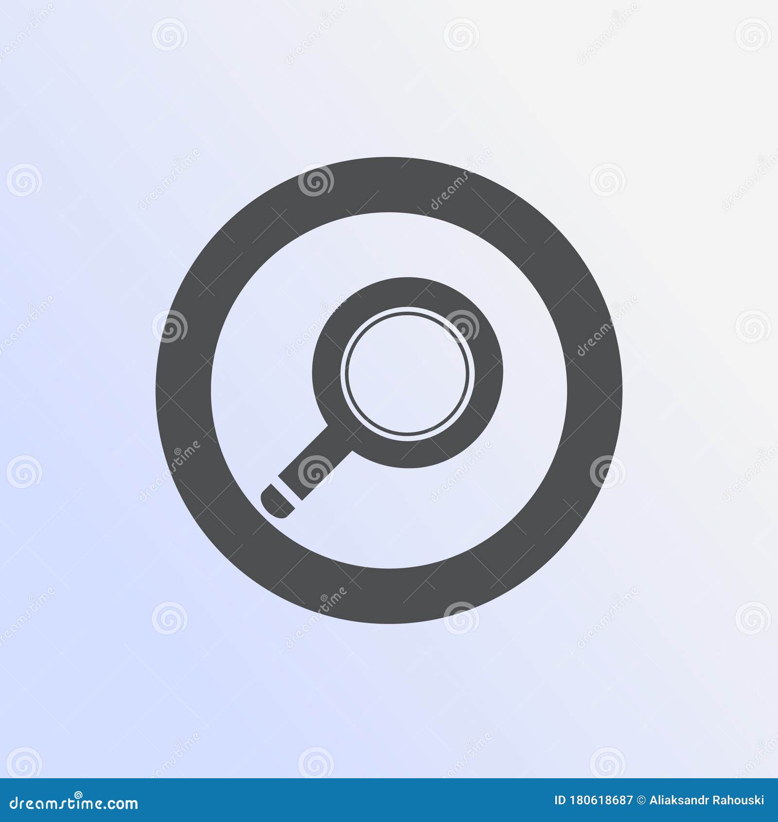 Line Art Black Magnifier Isolated on White Stock Vector Illustration