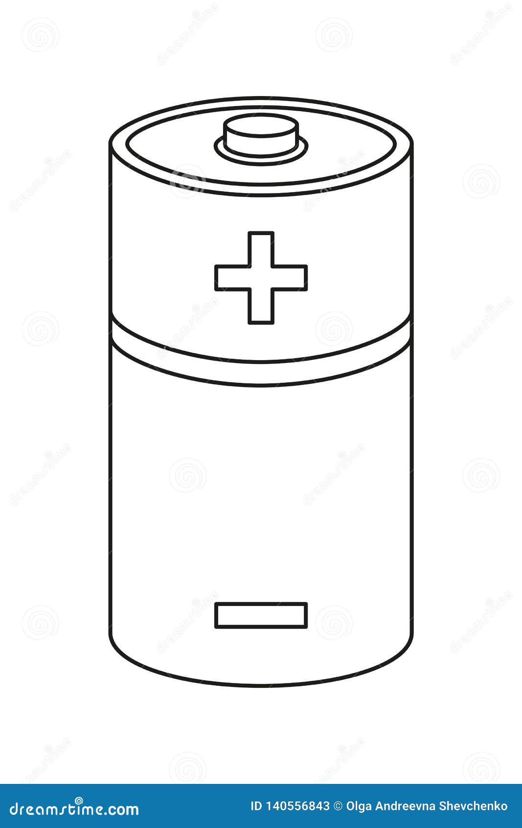 Line Art Black and White D Type Battery Stock Vector - Illustration of