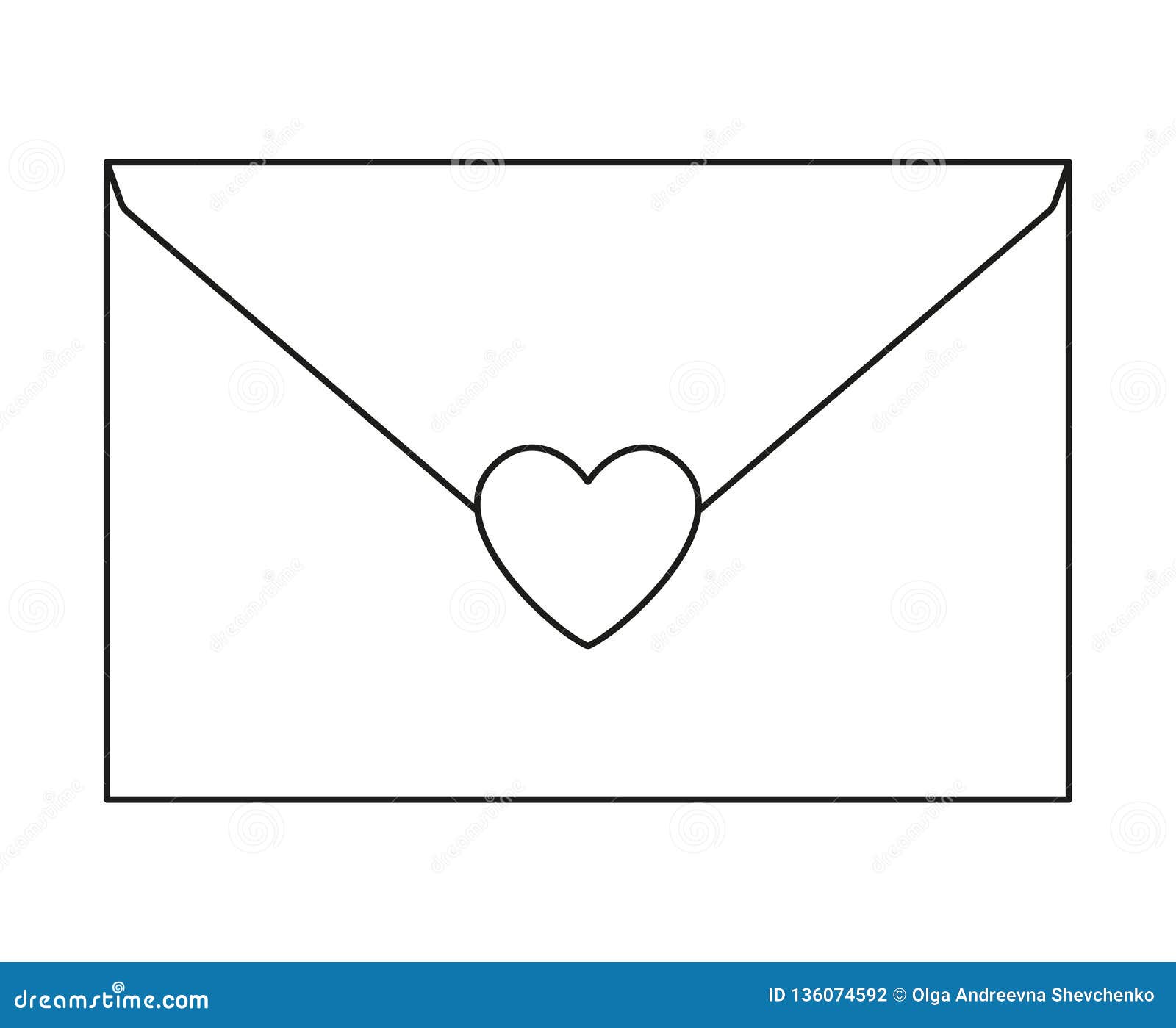 Line Art Black and White Love Letter Stock Vector - Illustration of