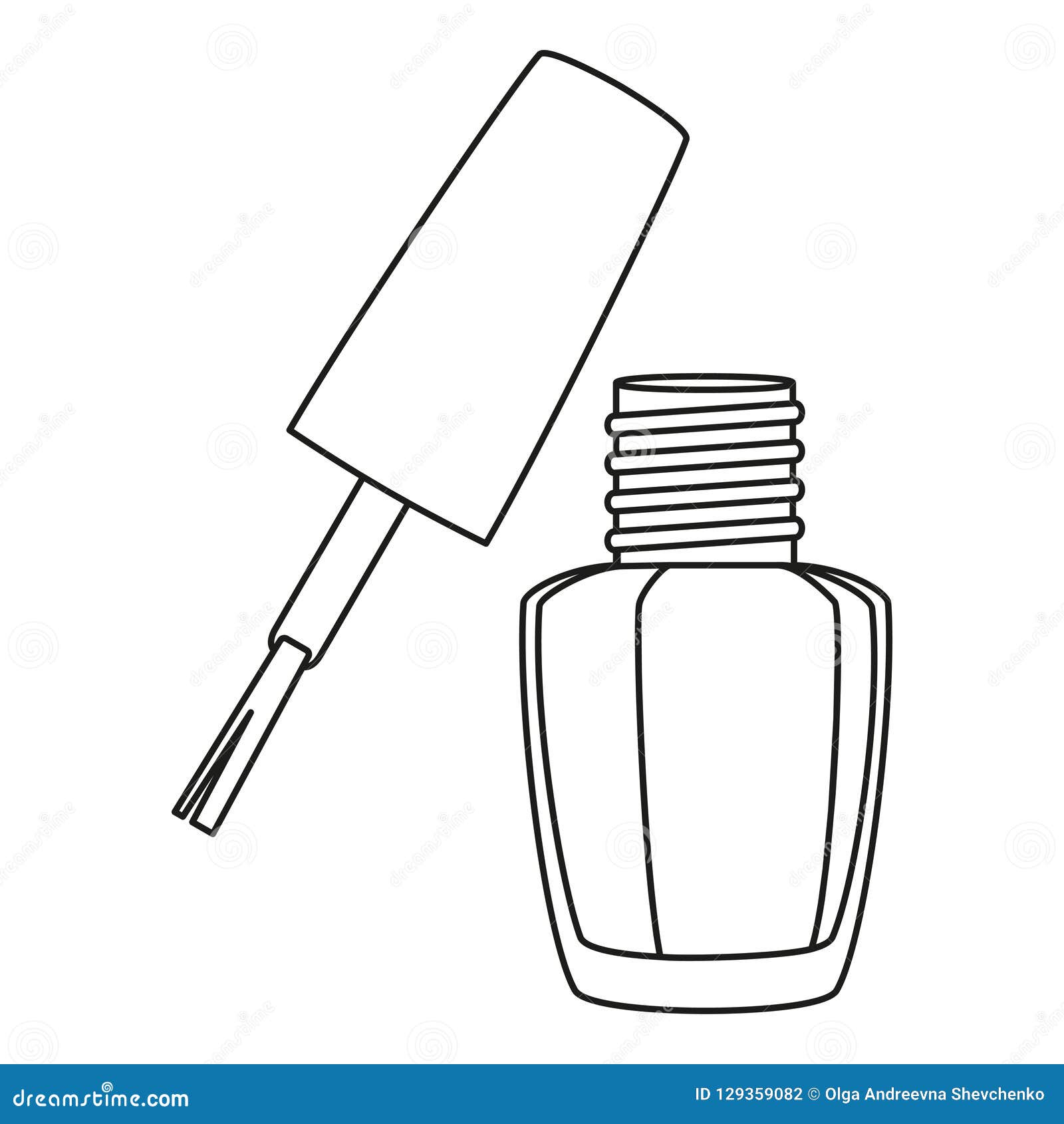 Line Art Black and White Open Nail Polish Stock Vector Illustration