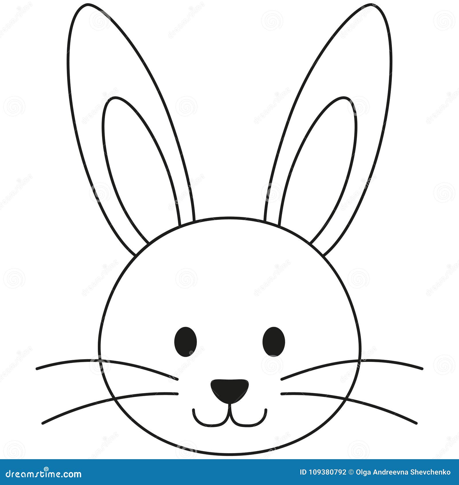 Line Art Black And White Rabbit Bunny Face Icon Poster Stock