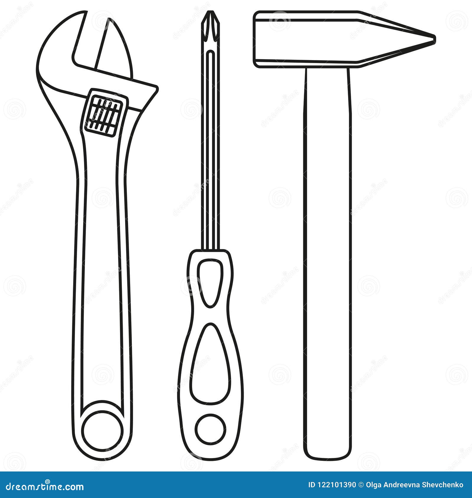 Line Art Black And White Simple Toolkit Set Stock Vector Illustration Of Engineer Background