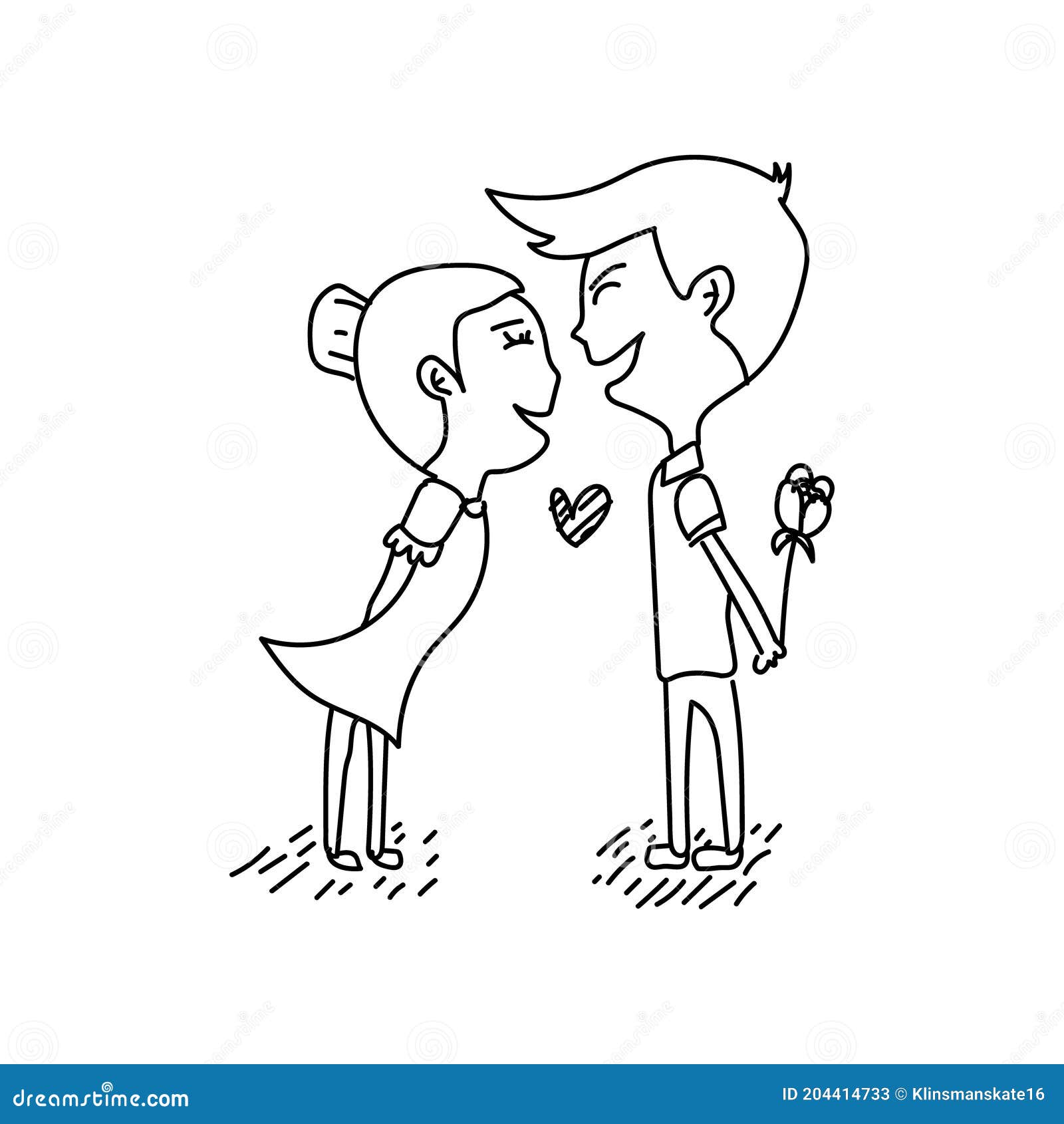 Line Art Cartoon Couple in Love Design on White Background Stock  Illustration - Illustration of cartoon, woman: 204414733