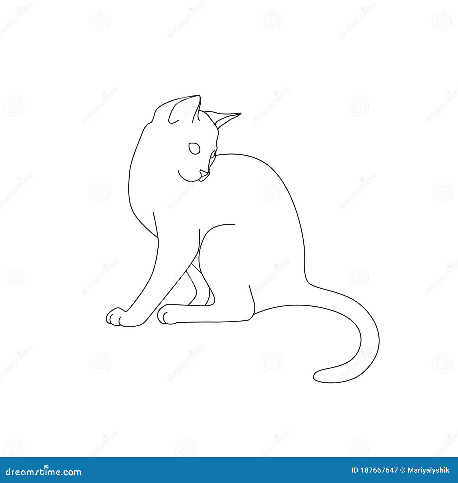 Line Art Cat Silhouette Illustration Isolated on White Background.  Minimalist Tattoo with Animal Stock Vector - Illustration of beautiful,  outline: 187667647