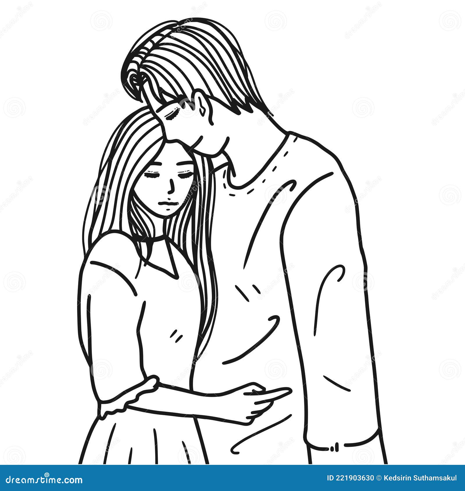 Man and Woman Line Art Couple Hugging Line Art Relationship 