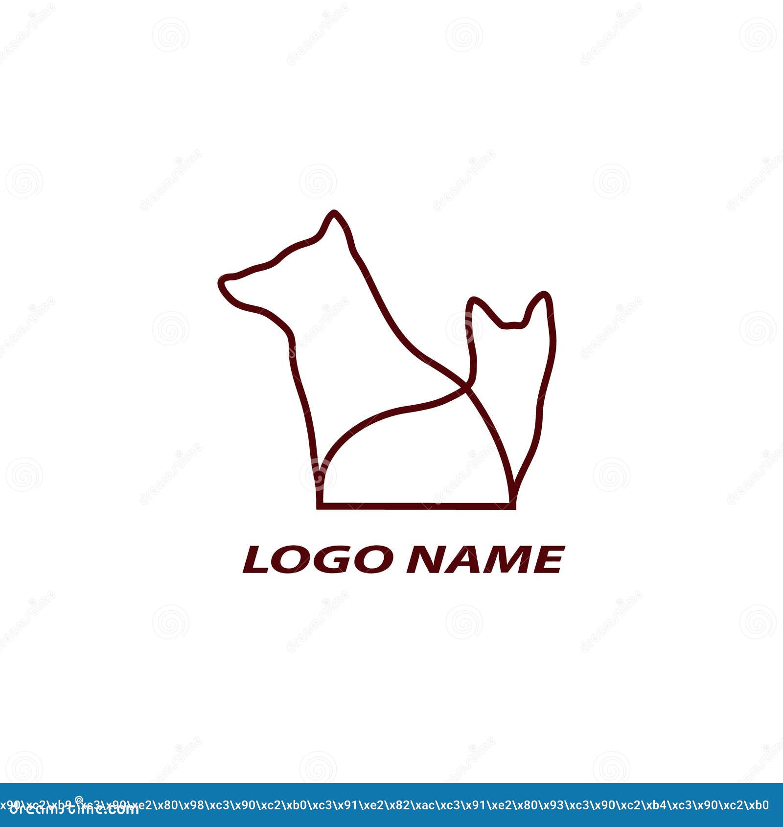 Line Art Dog and Cat Icon Logo Template Vector Illustration Isolated on ...