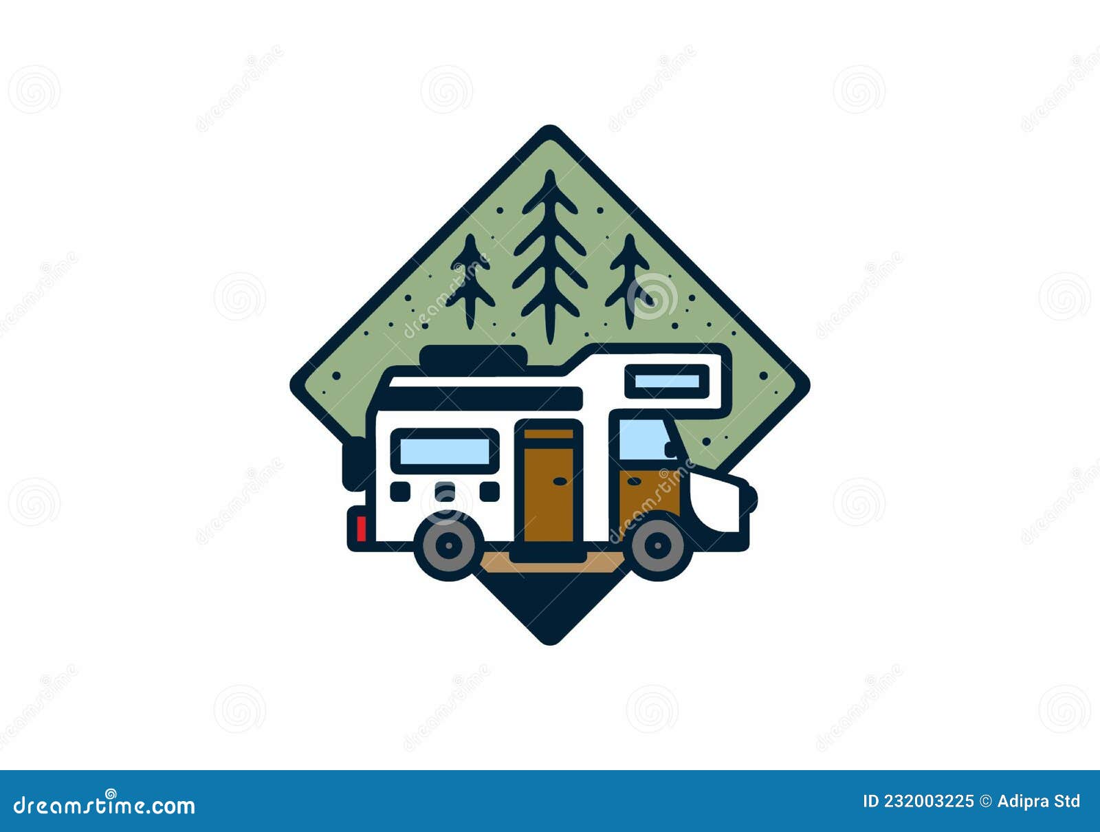 Line Art Illustration of Campervan Stock Vector - Illustration of line ...