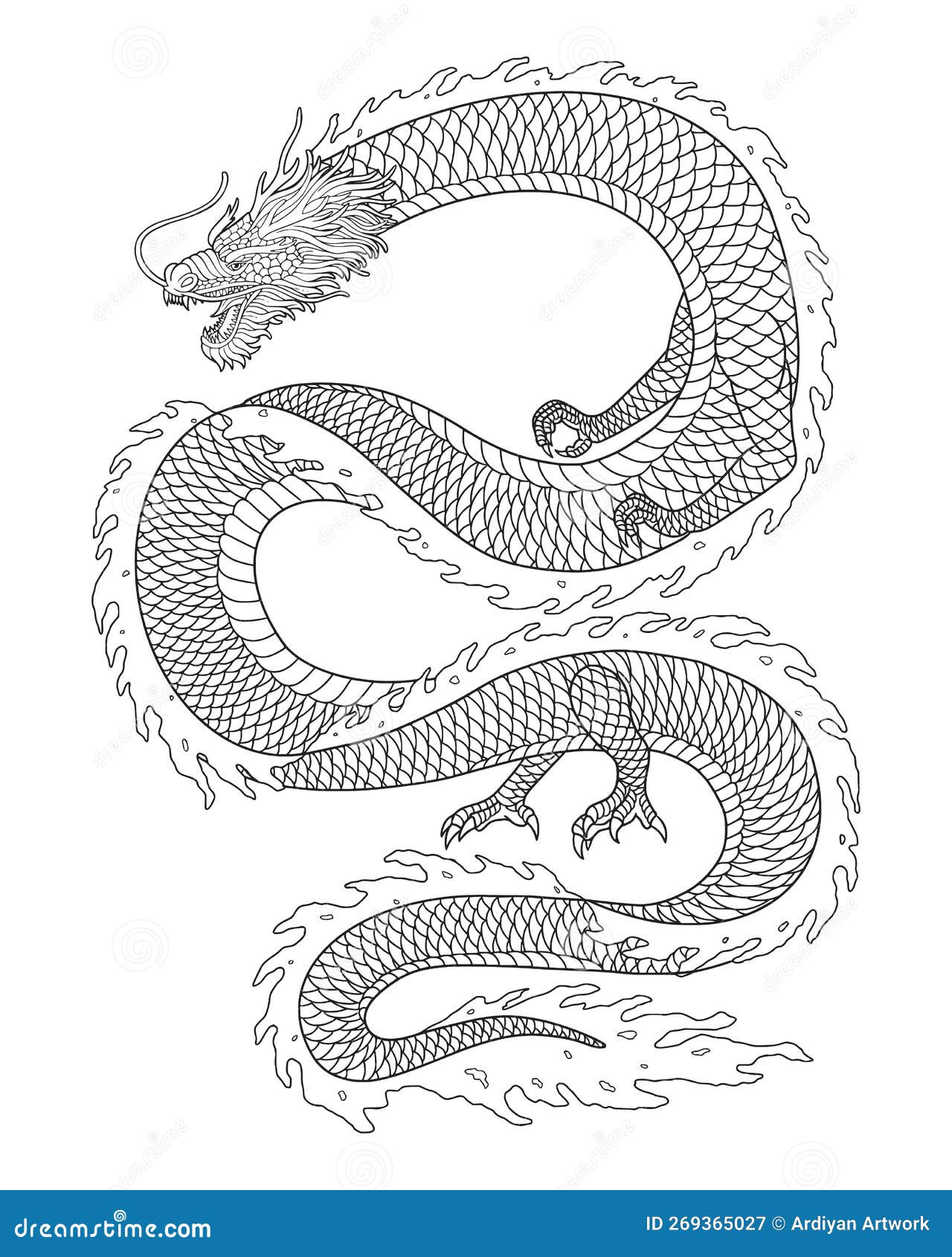 Japanese dragon drawing