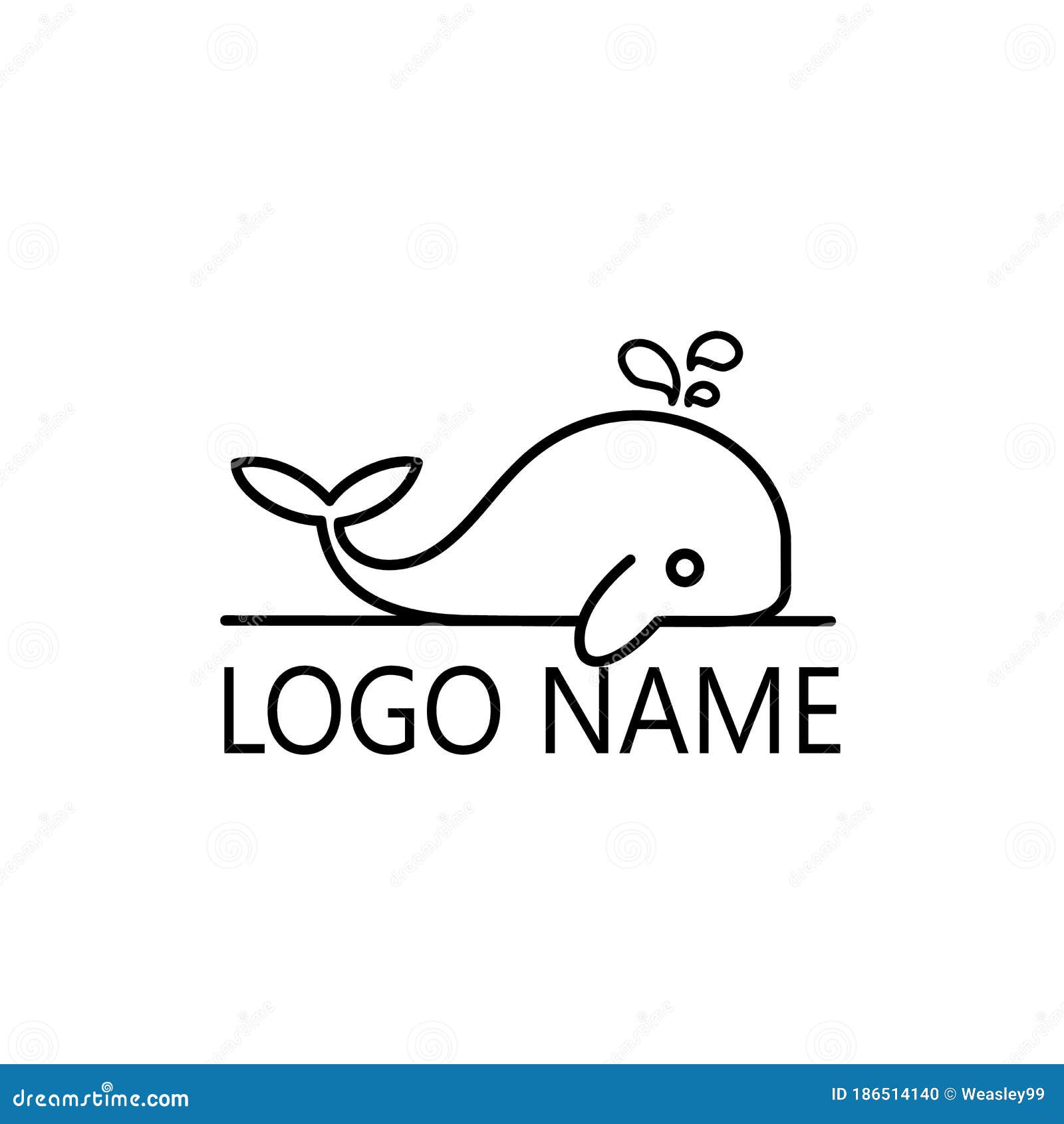 line art little baby whale logo   for logistic, delivery, freedom, consulting, boat and more