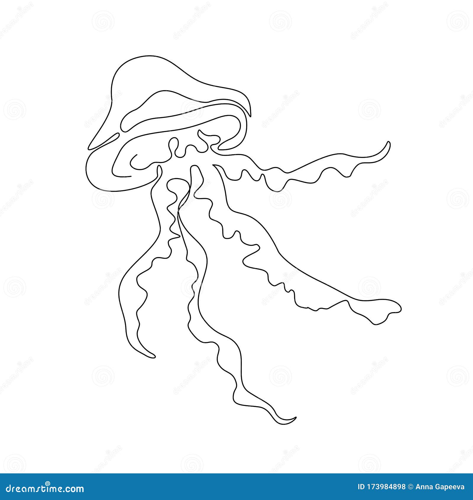 Line Art One Line Jellyfish For Decoration Design Stock Vector Illustration Of Icon Octopus 173984898