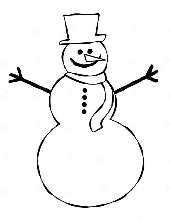 Line Art Snowman 3 stock illustration. Illustration of graphic - 7266788