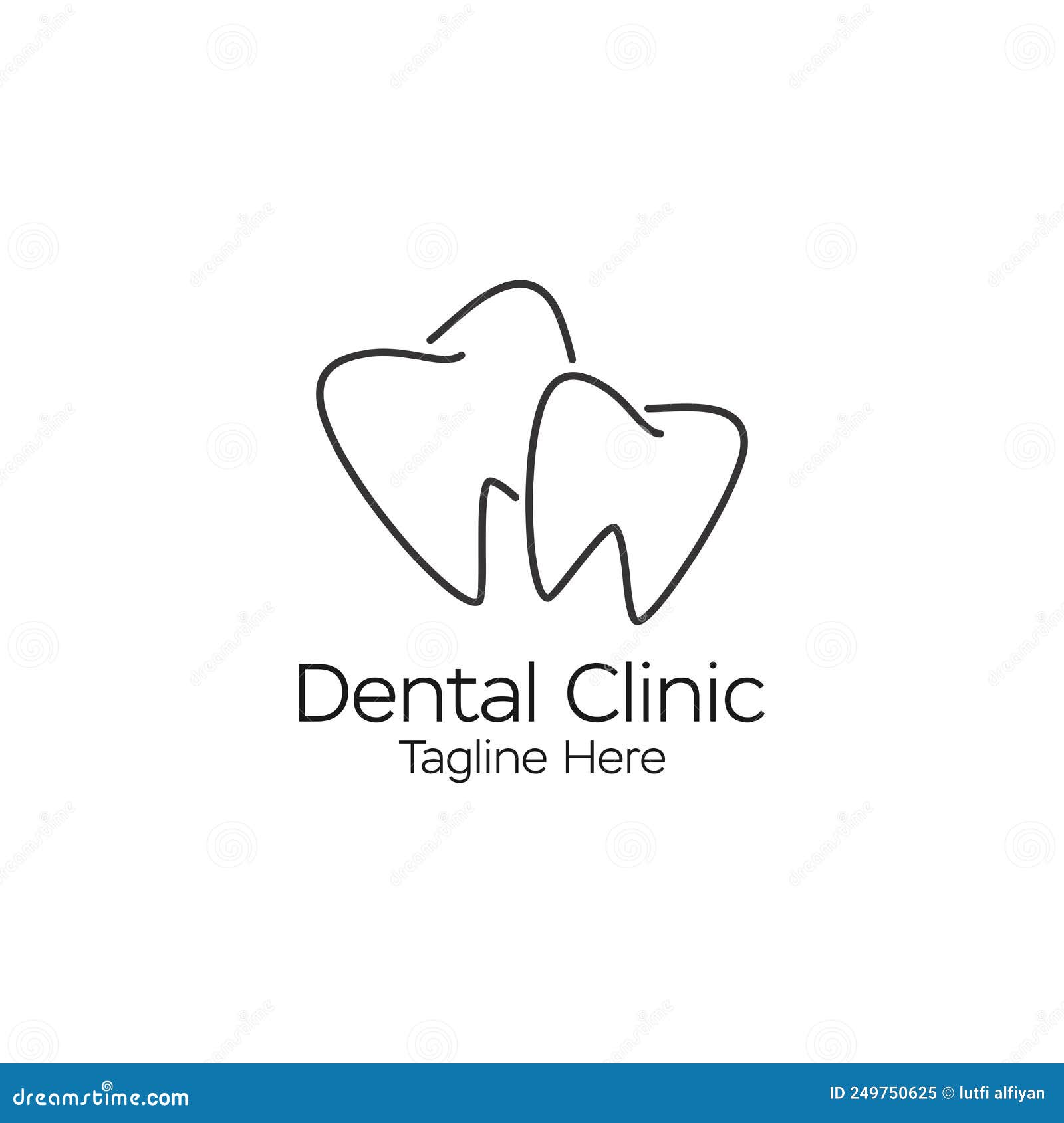 creative and elegant of line art tooth clinic logo concept